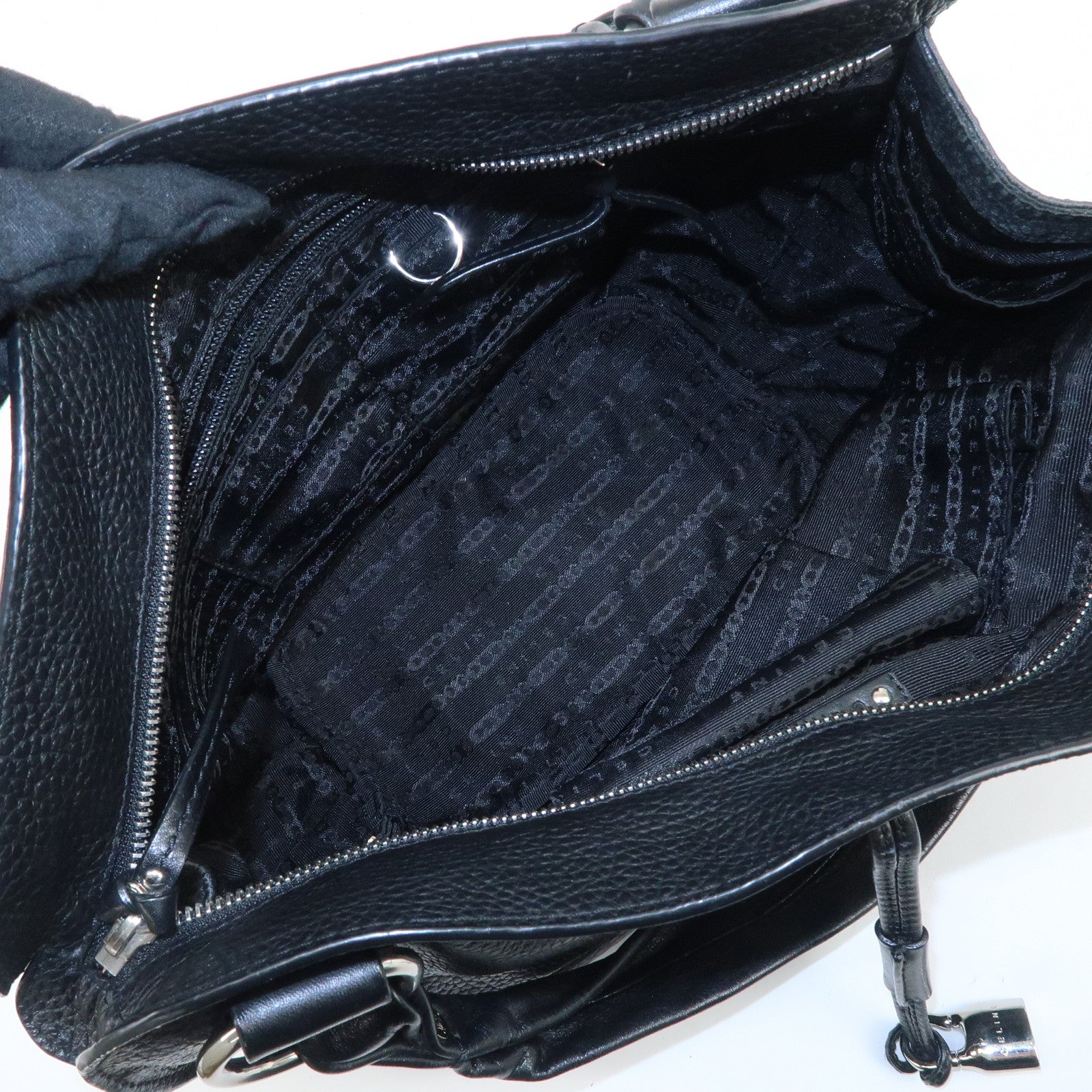 CELINE Leather Shoulder Bag Hand Bag Silver Hardware Black Used