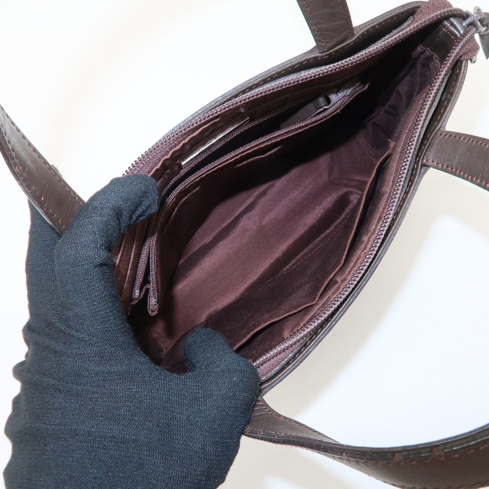 BURBERRY Suede Leather Hand Bag Tote Bag Brown Used