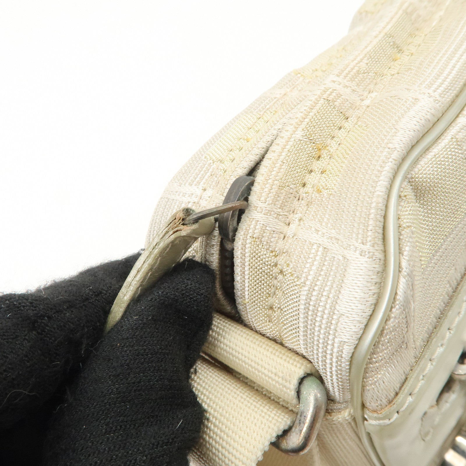 CHANEL New Travel Line Nylon Jacquard Leather Shoulder Bag Used