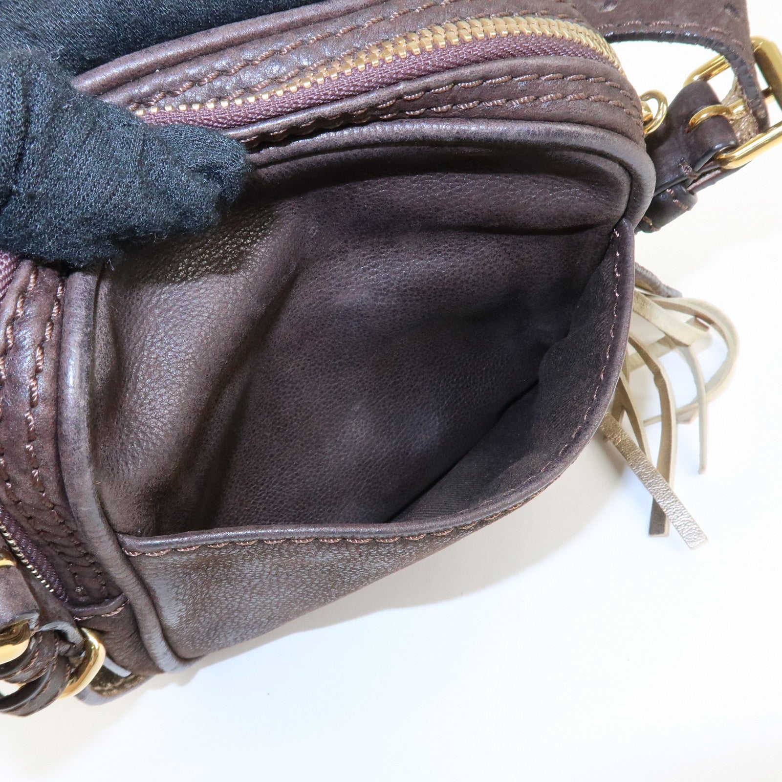 LOEWE Anagram Leather Mini Shoulder Bag Crossbody Bag Brown Used