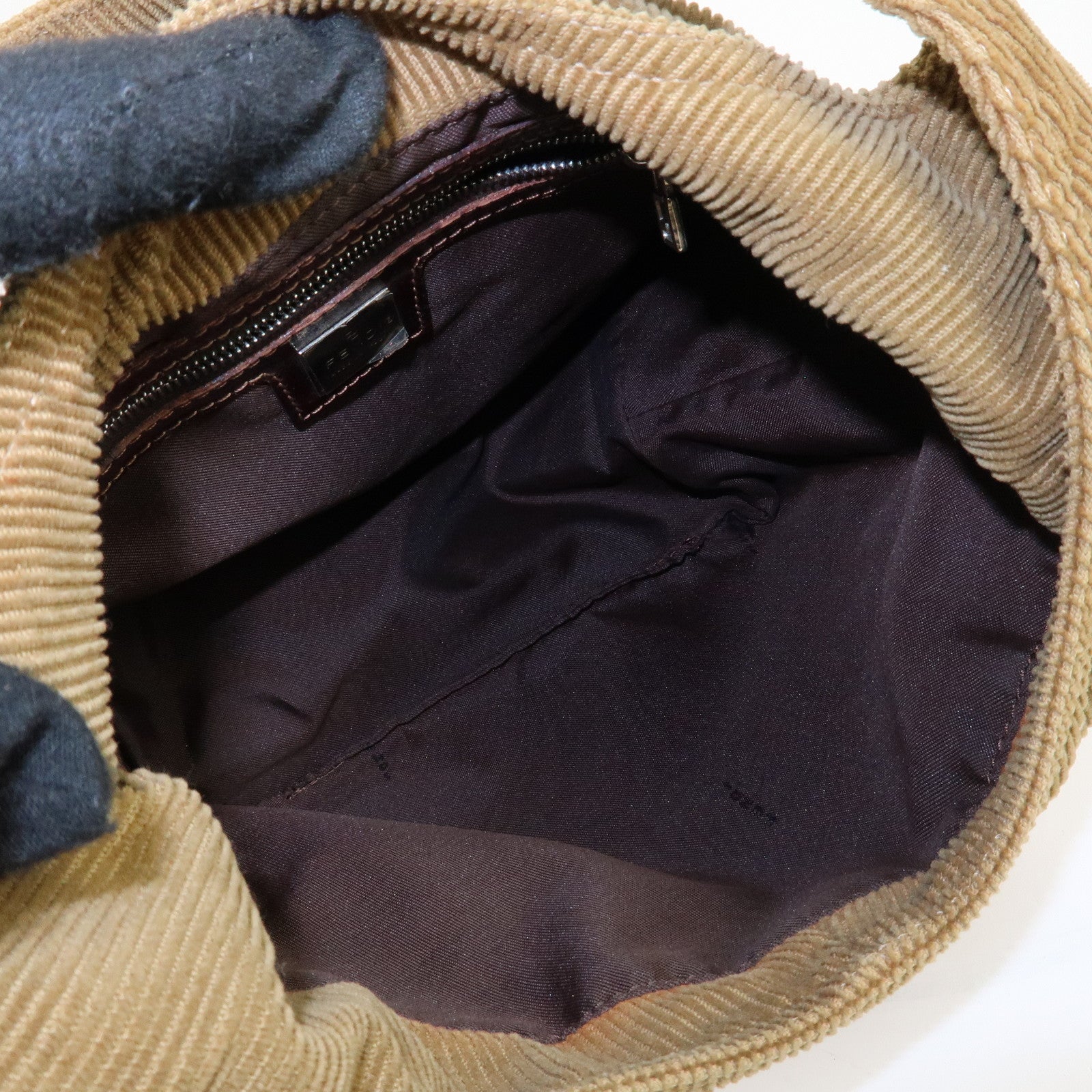 FENDI Corduroy Shoulder Bag 20686 Used