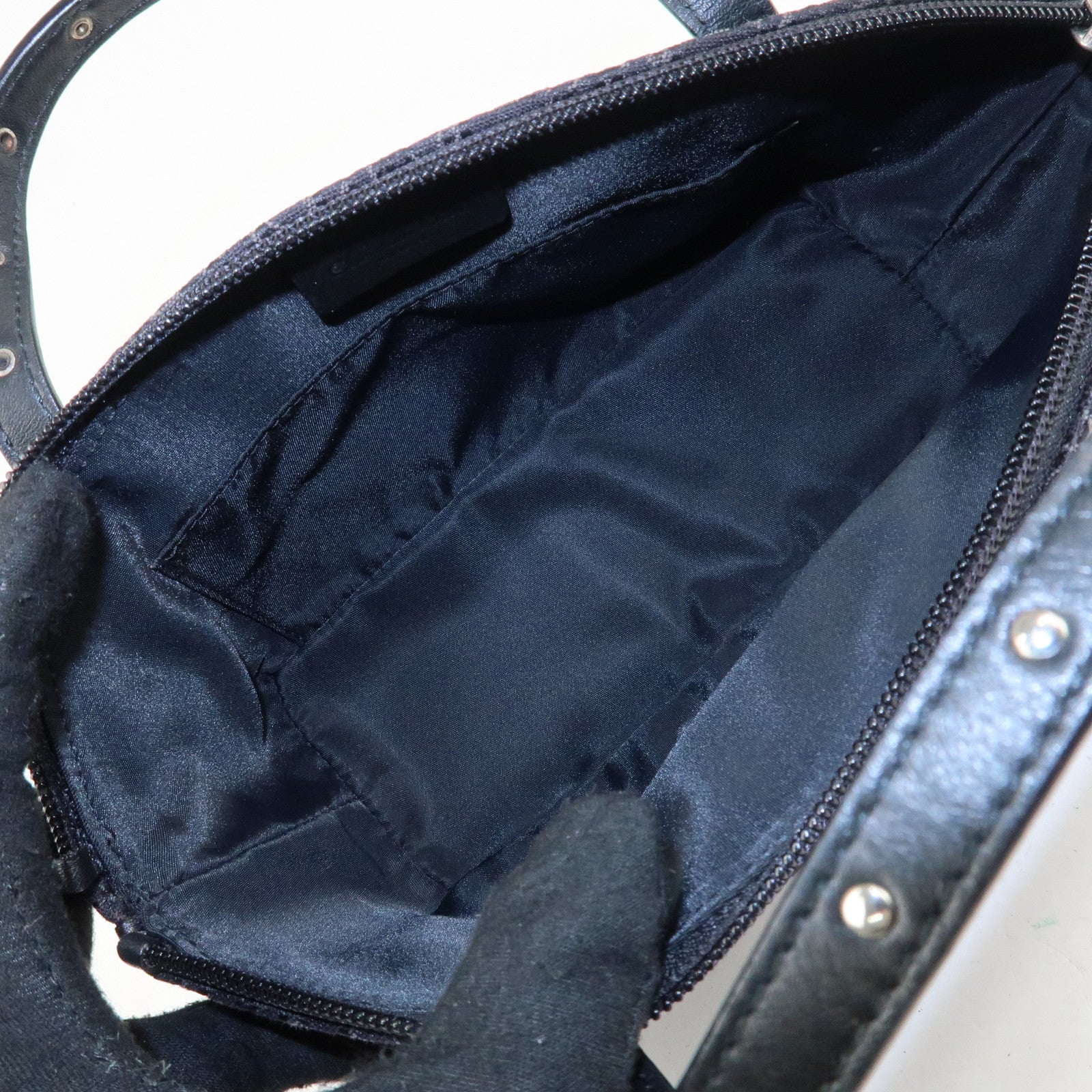 Christian Dior Trotter Canvas Leather Shoulder Bag Hand Bag Black Used