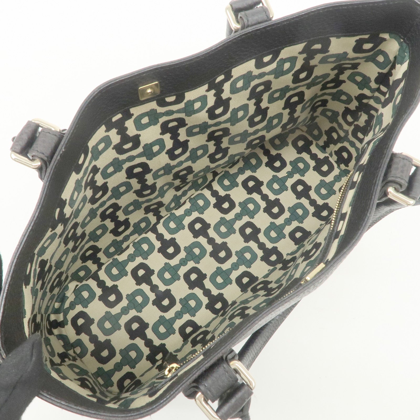 GUCCI Leather Horsebit Tote Bag Hand Bag Black 137385 Used