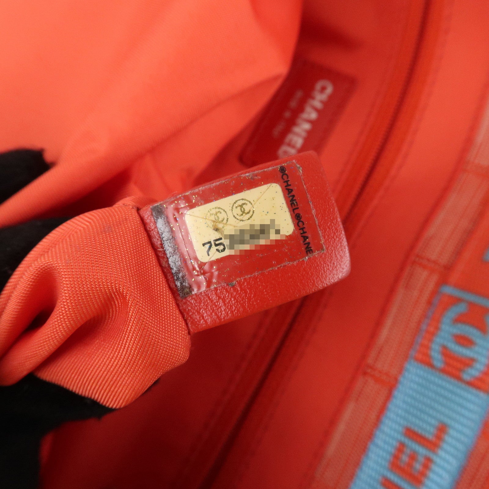 CHANEL New Travel Line Nylon Jacquard Leather Tote Bag Red A15991 Used