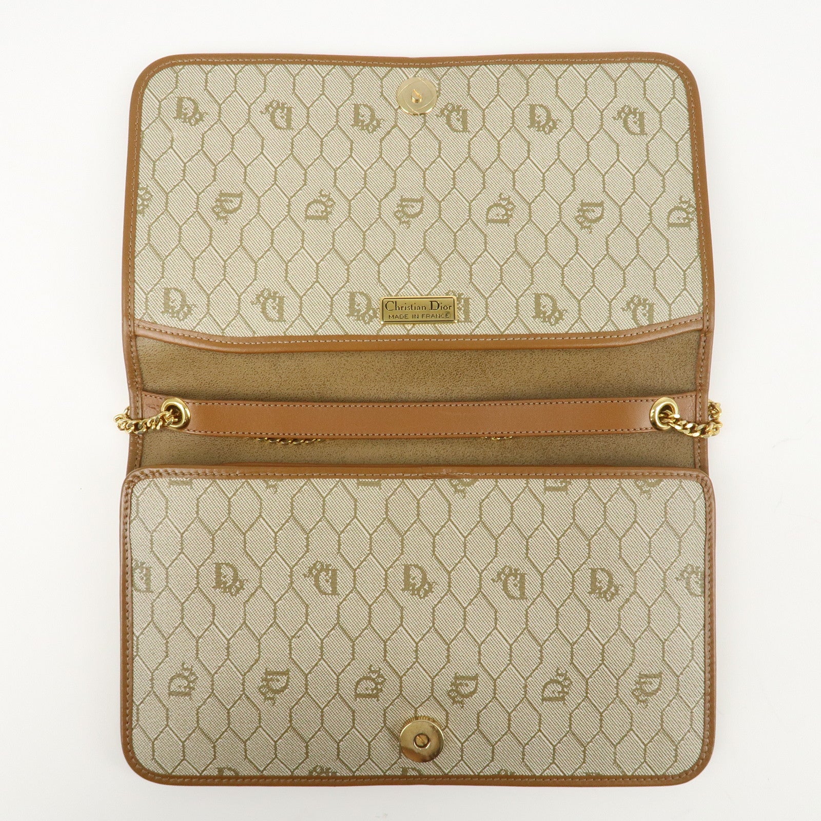 Christian Dior Honeycomb PVC Leather Chain Shoulder Bag Ivory Used