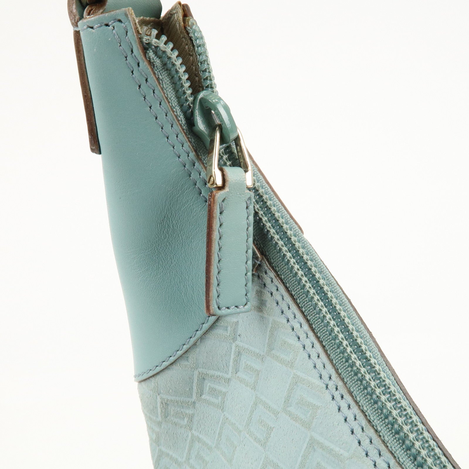 GUCCI Suede Leather Shoulder Bag Hand Bag Light Blue 001.4158 Used