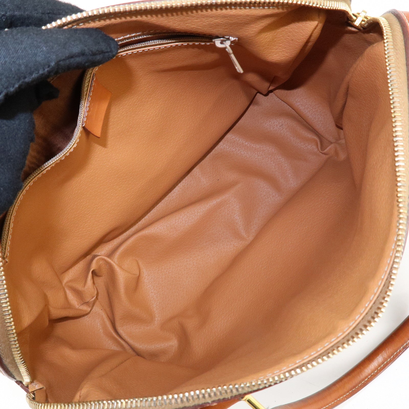 CELINE Macadam PVC Leather Boston Bag Hand Bag Brown Used