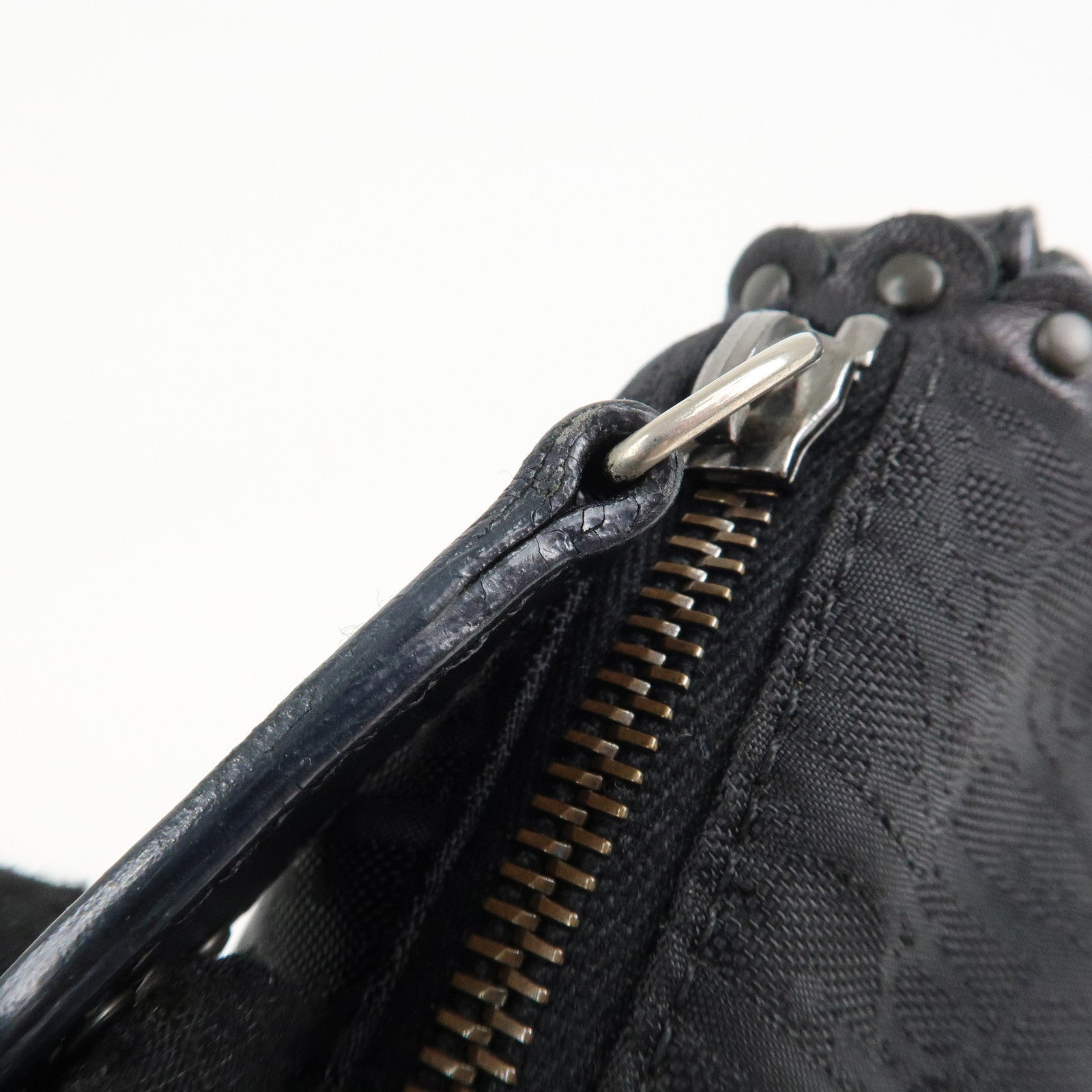 BVLGARI Logo Mania Canvas Leather Tote Bag Shoulder Bag Black Used