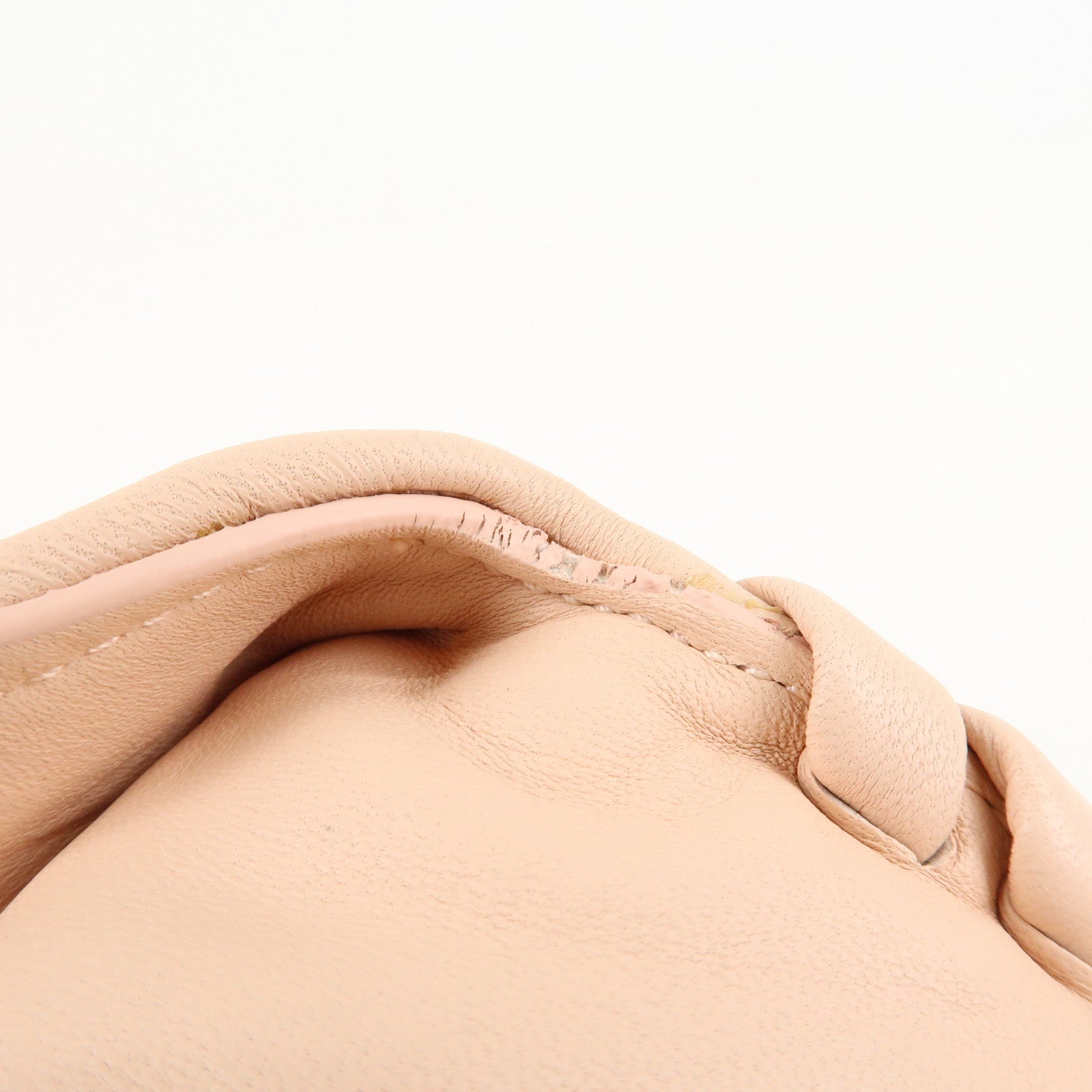 BOTTEGA VENETA Intrecciato Leather Chain Shoulder Bag Pink Beige Used