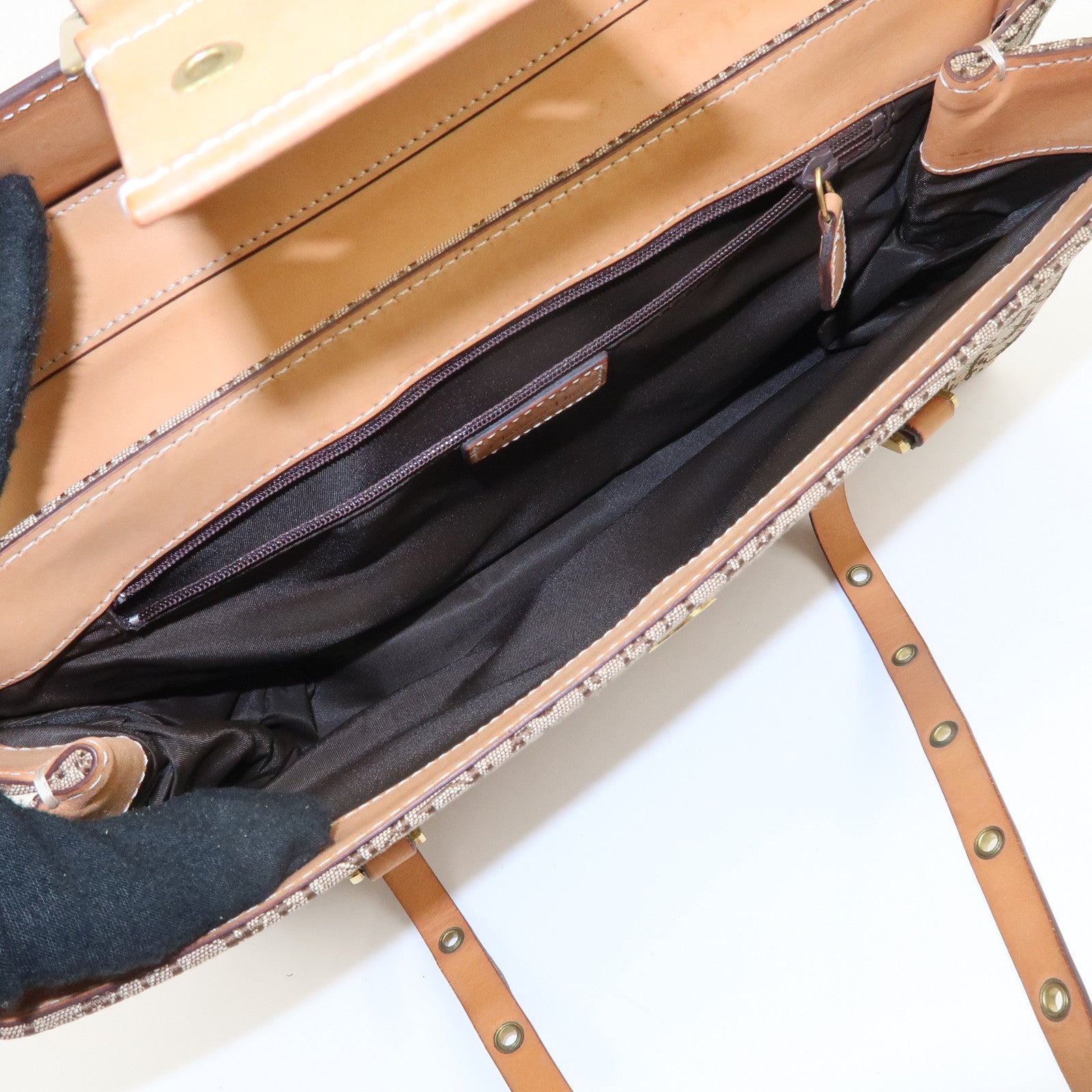 Christian Dior Trotter Street Chic Canvas Leather Shoulder Bag Used