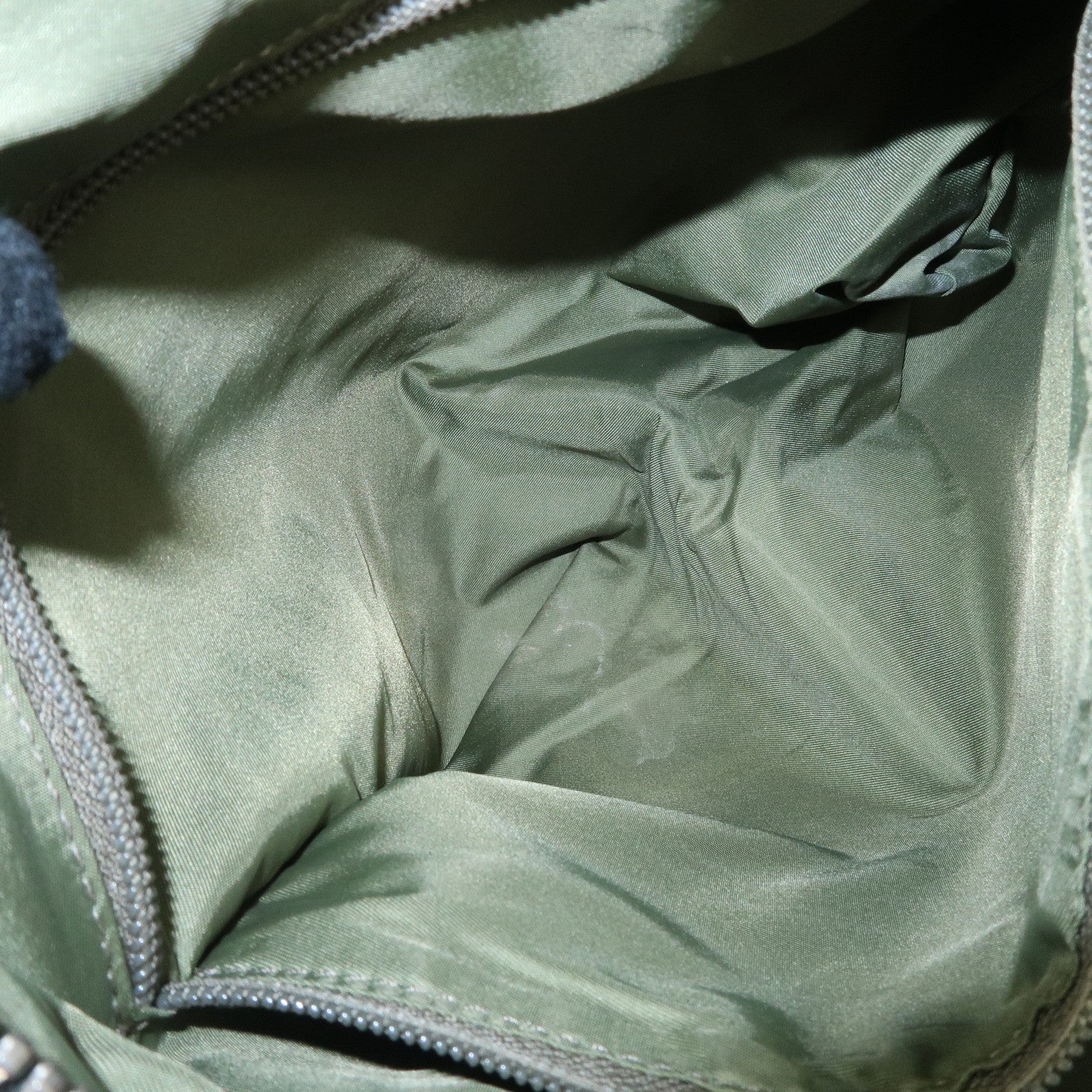 CHANEL Sports Nylon COCO Mark Shoulder Bag Black Khaki Used