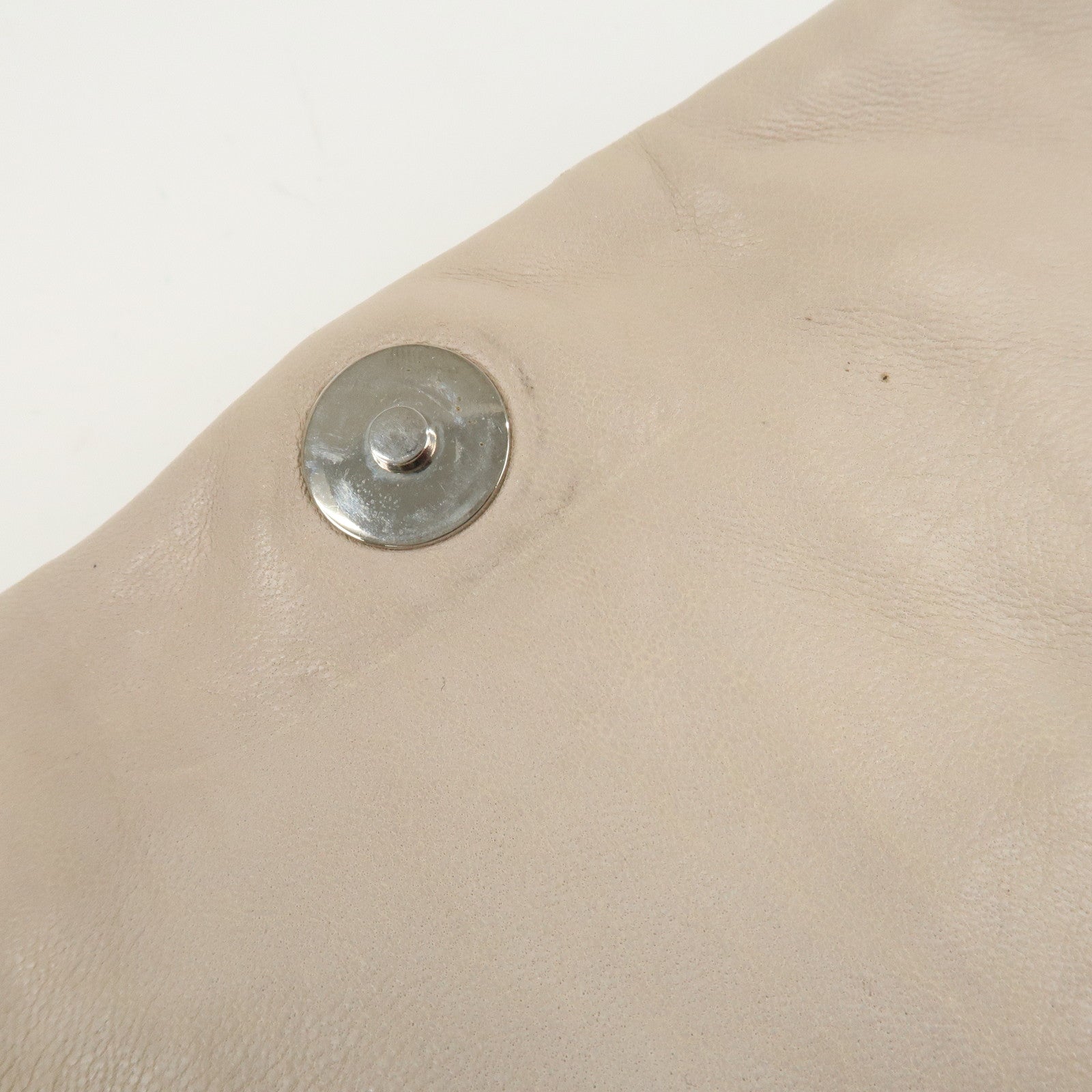 PRADA Leather Gathered Chain Shoulder Bag Ivory B4695C Used