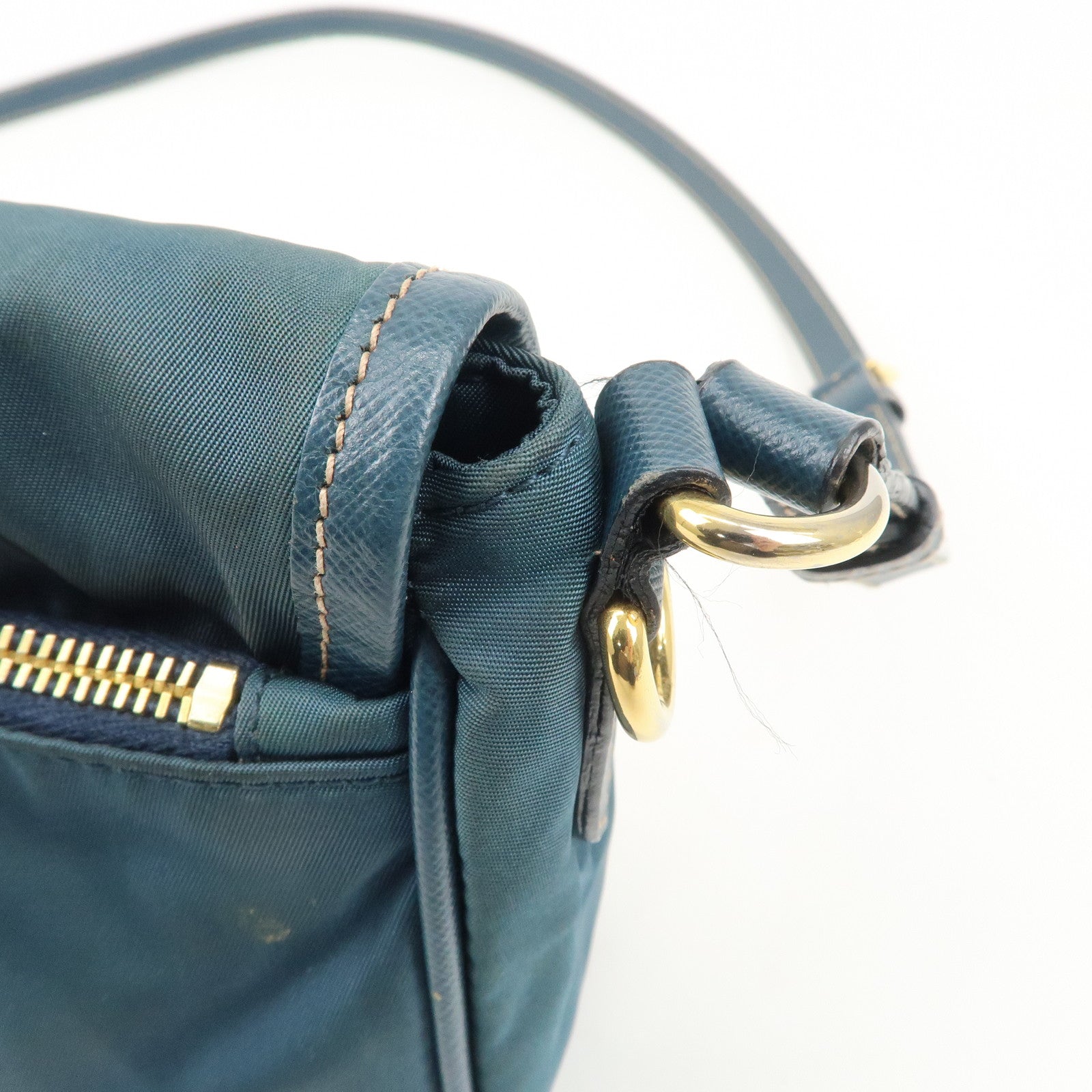 PRADA Nylon Leather Shoulder Bag Crossbody Bag Green BT0772 Used