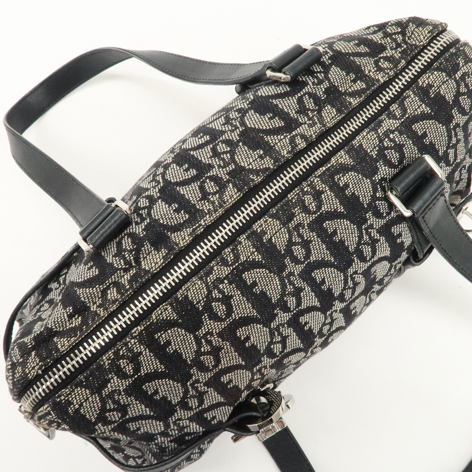 Christian Dior Trotter Canvas Leather Mini Boston Bag Navy Used