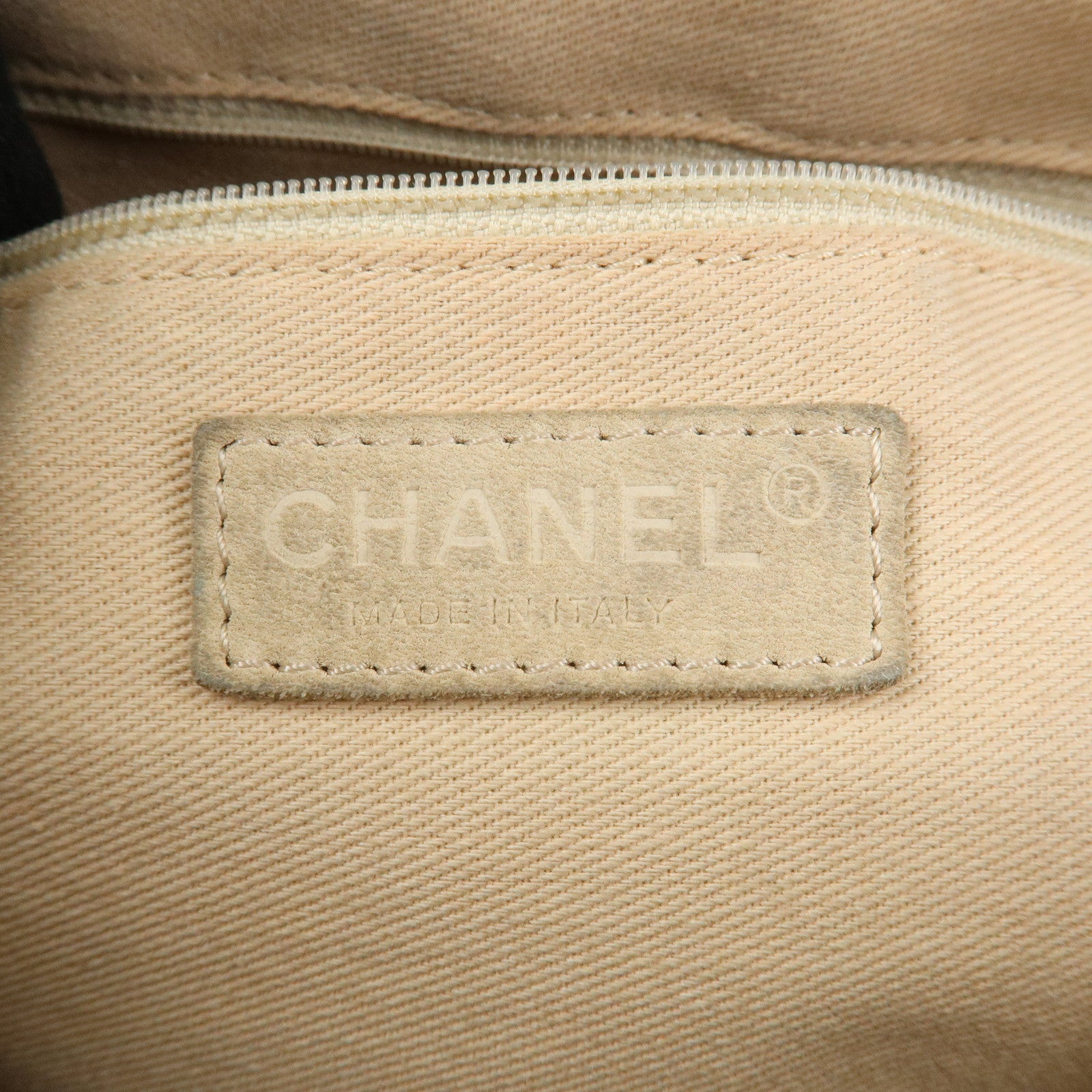 CHANEL COCO Mark Camellia Canvas Suede Tote Bag Black A21385 Used