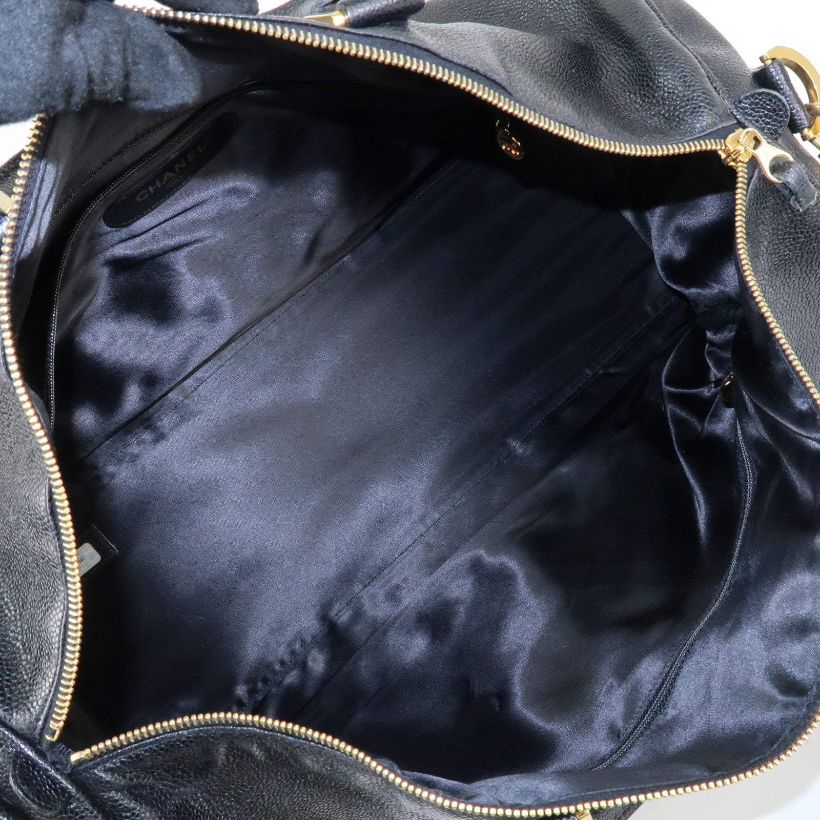 CHANEL Caviar Skin Large COCO 2Way Boston Bag Black Used