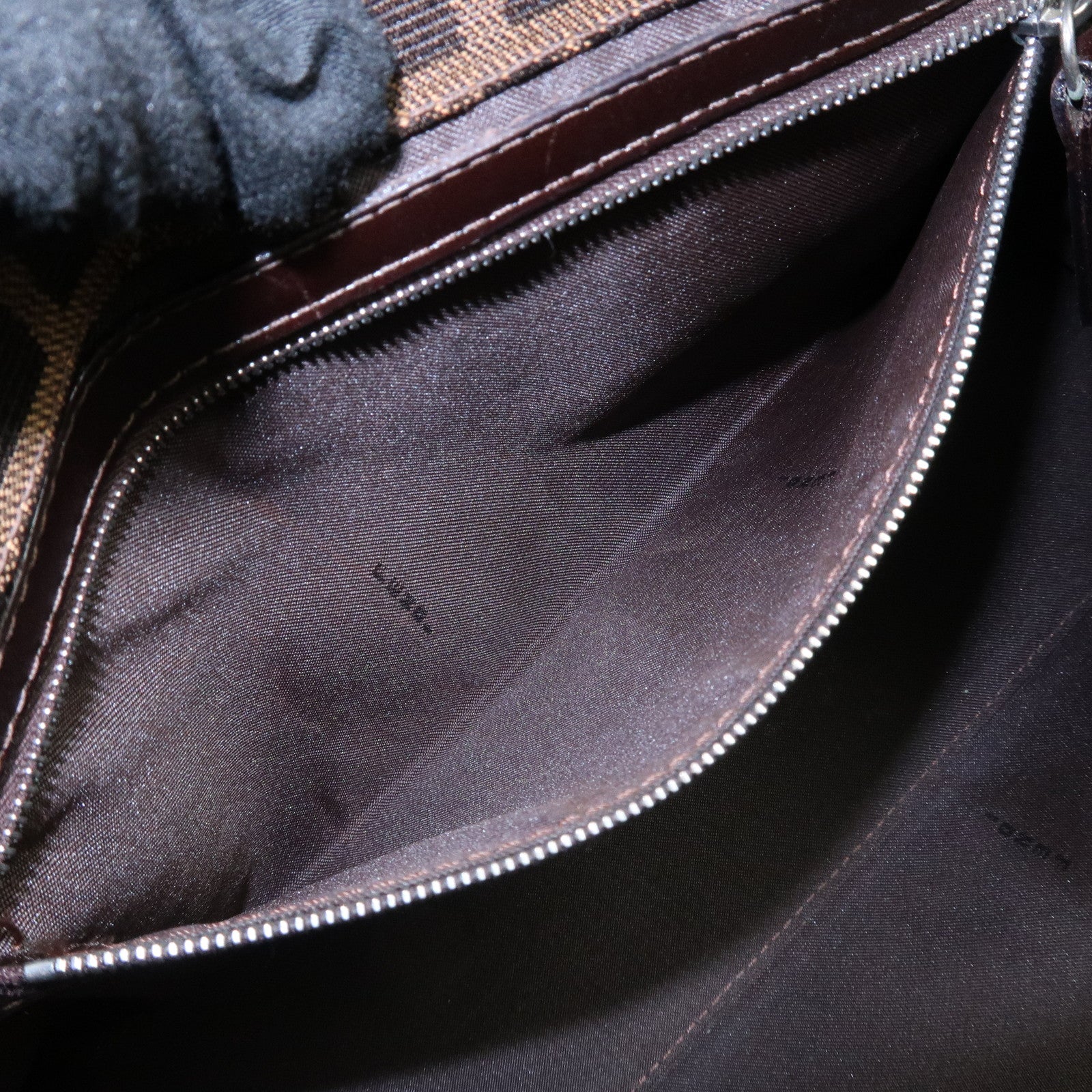 FENDI Zucca Canvas Leather Shoulder Bag Brown Black 15808 Used