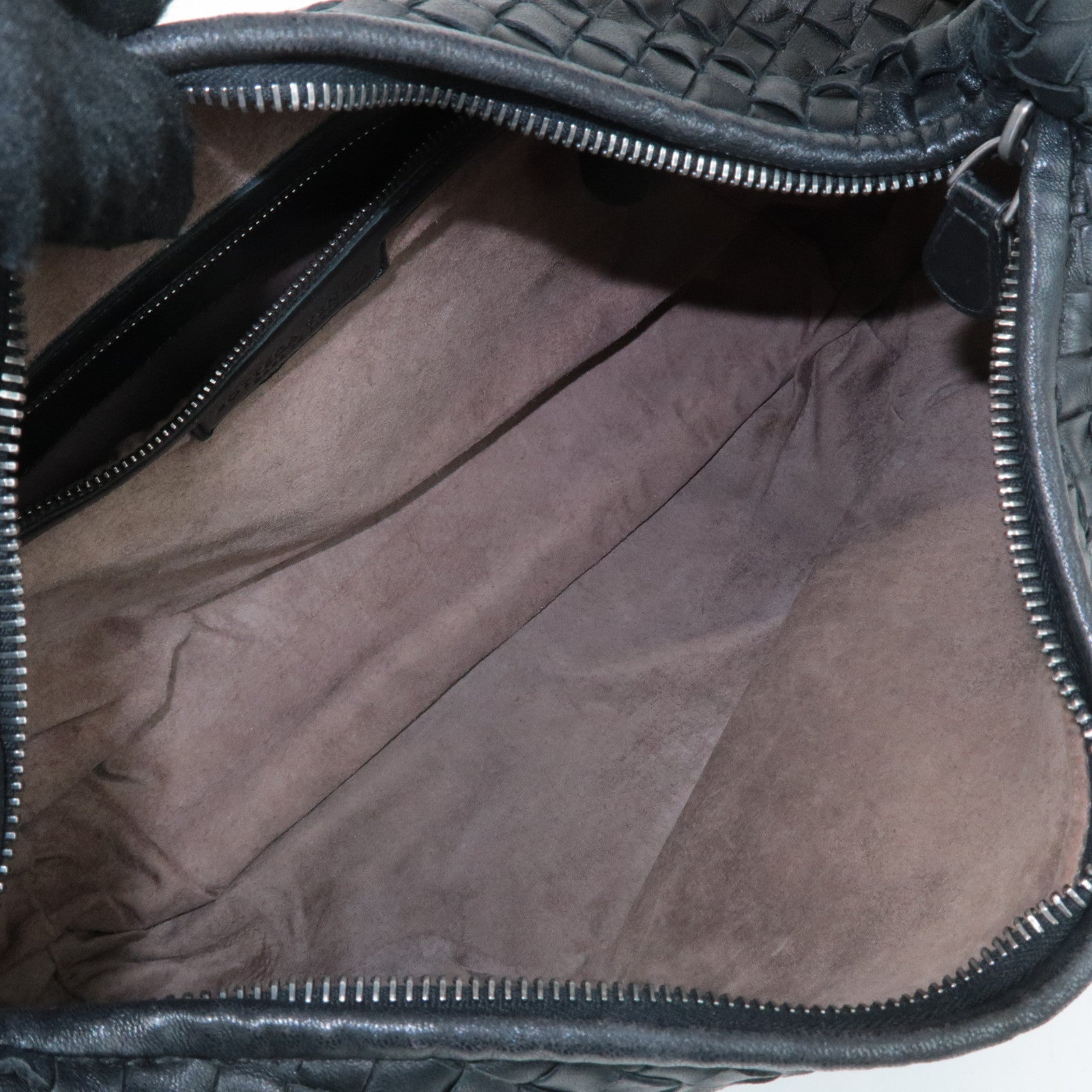 BOTTEGA VENETA Intrecciato Leather Shoulder Bag Black 232499 Used