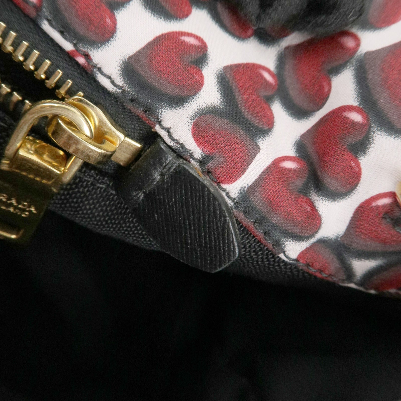 PRADA Canapa Canvas Tote Bag Hand 2Way Bag Red Ivory Gold BN1877 Used