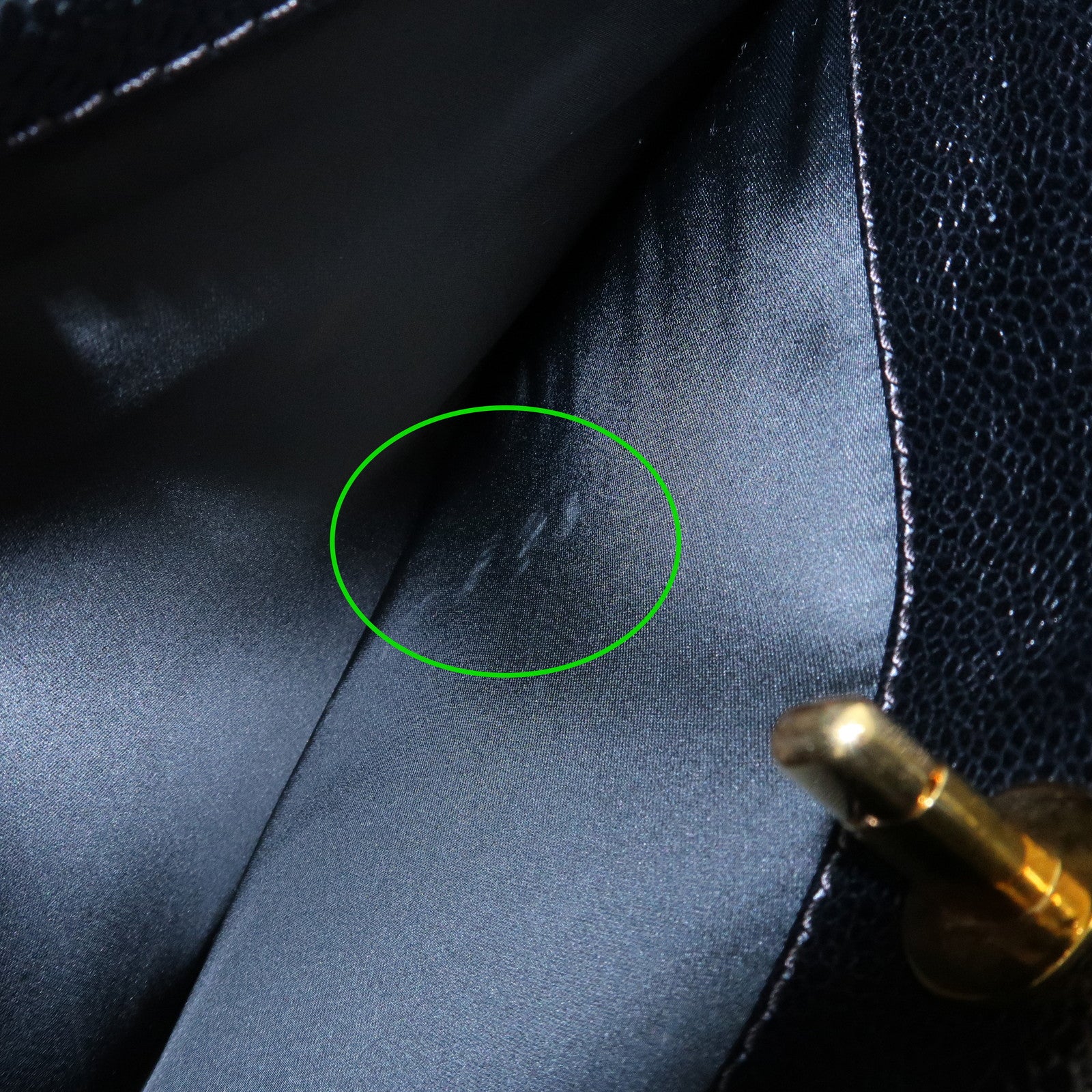 CHANEL COCO Mark Caviar Skin Chain Tote Bag Black Gold Used