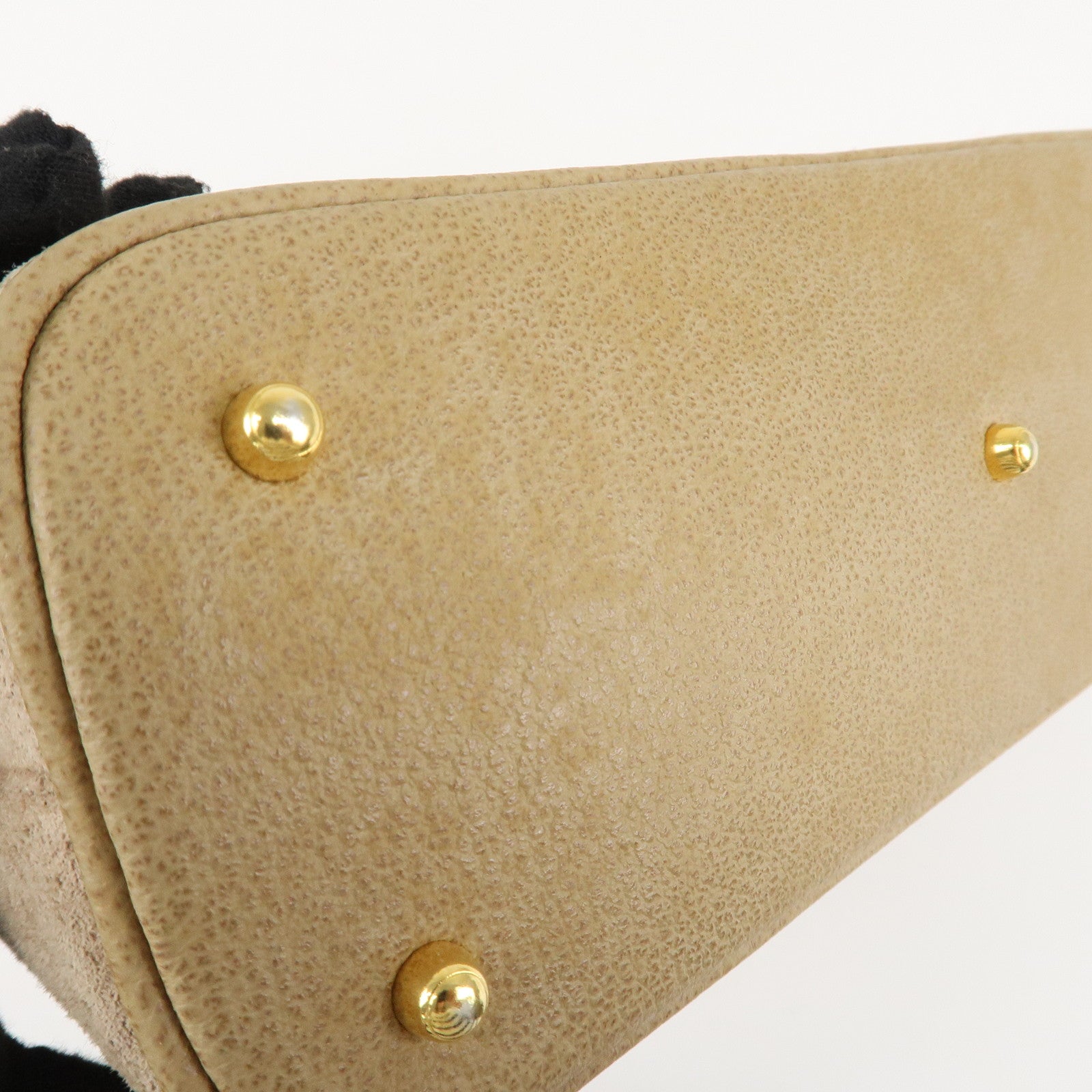 GUCCI Bamboo Suede Leather 2WAY Bag 000.2214.0290 Beige Used