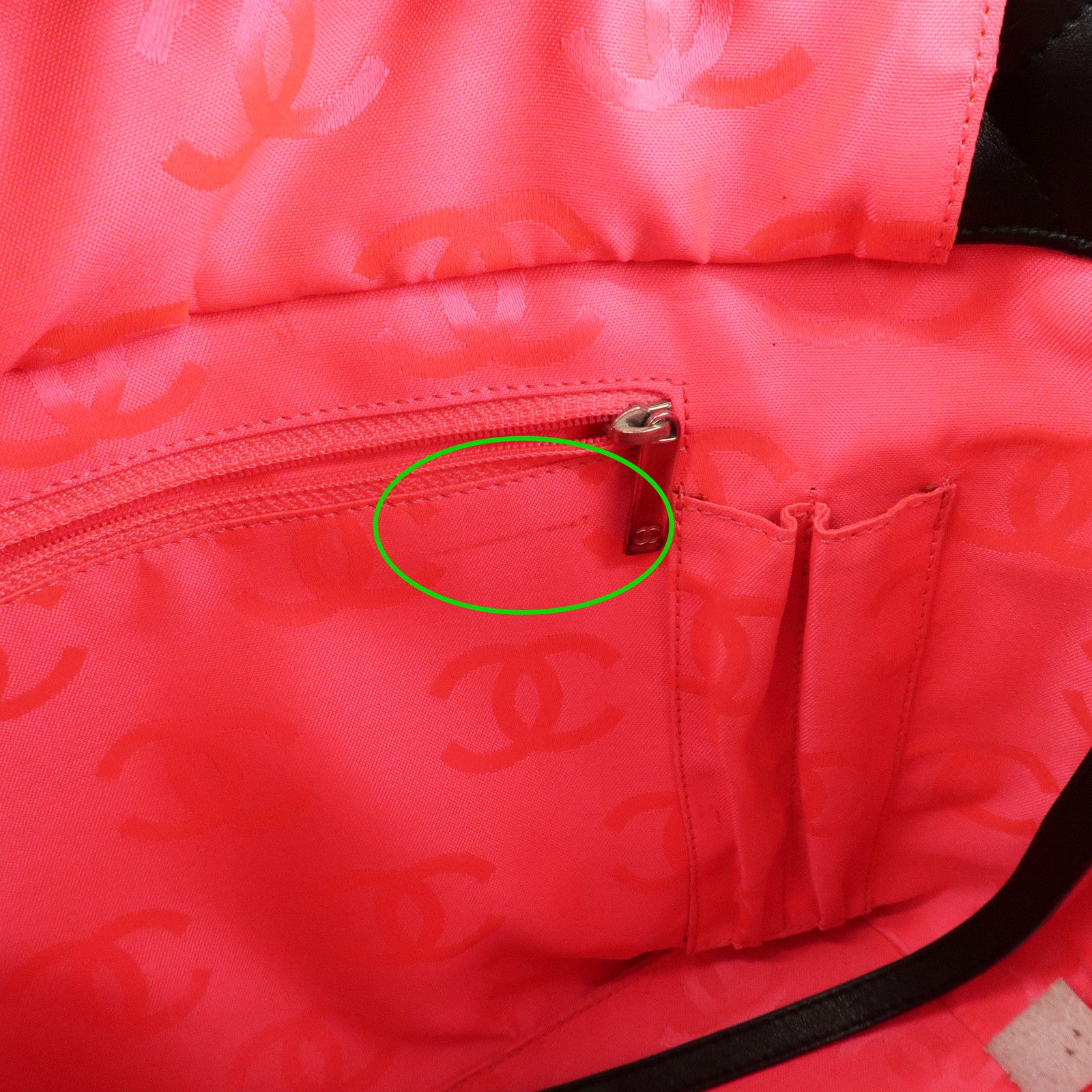 CHANEL Cambon Line Lamb Skin COCO Mark Large Tote Bag A25169 Used