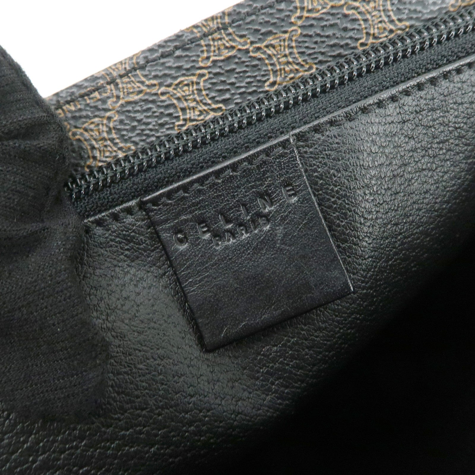 CELINE Macadam PVC Leather Tote Bag Shoulder Bag Brown Black Used