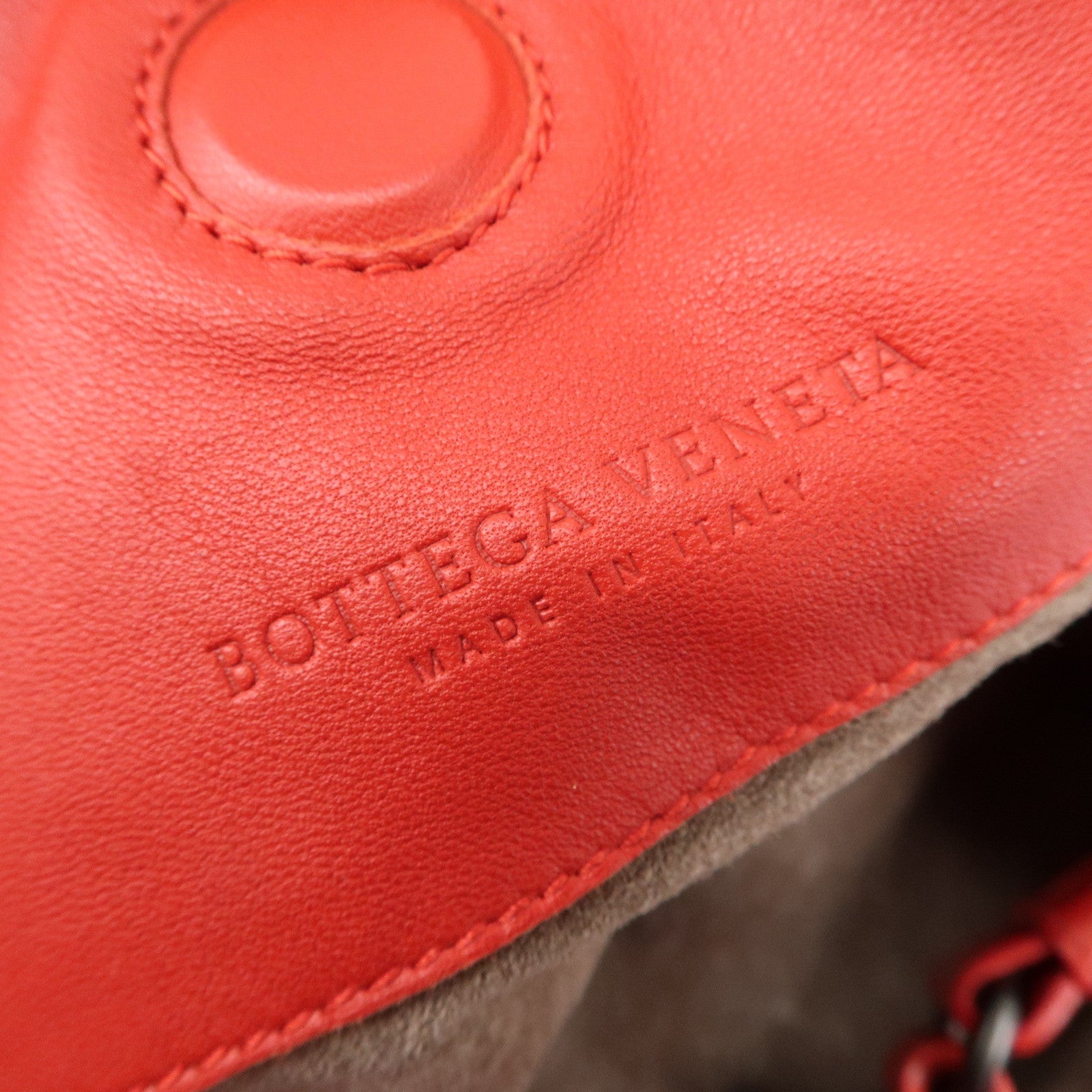BOTTEGA VENETA Intrecciato Leather Campana Toto Bag Shoulder Bag Red Used