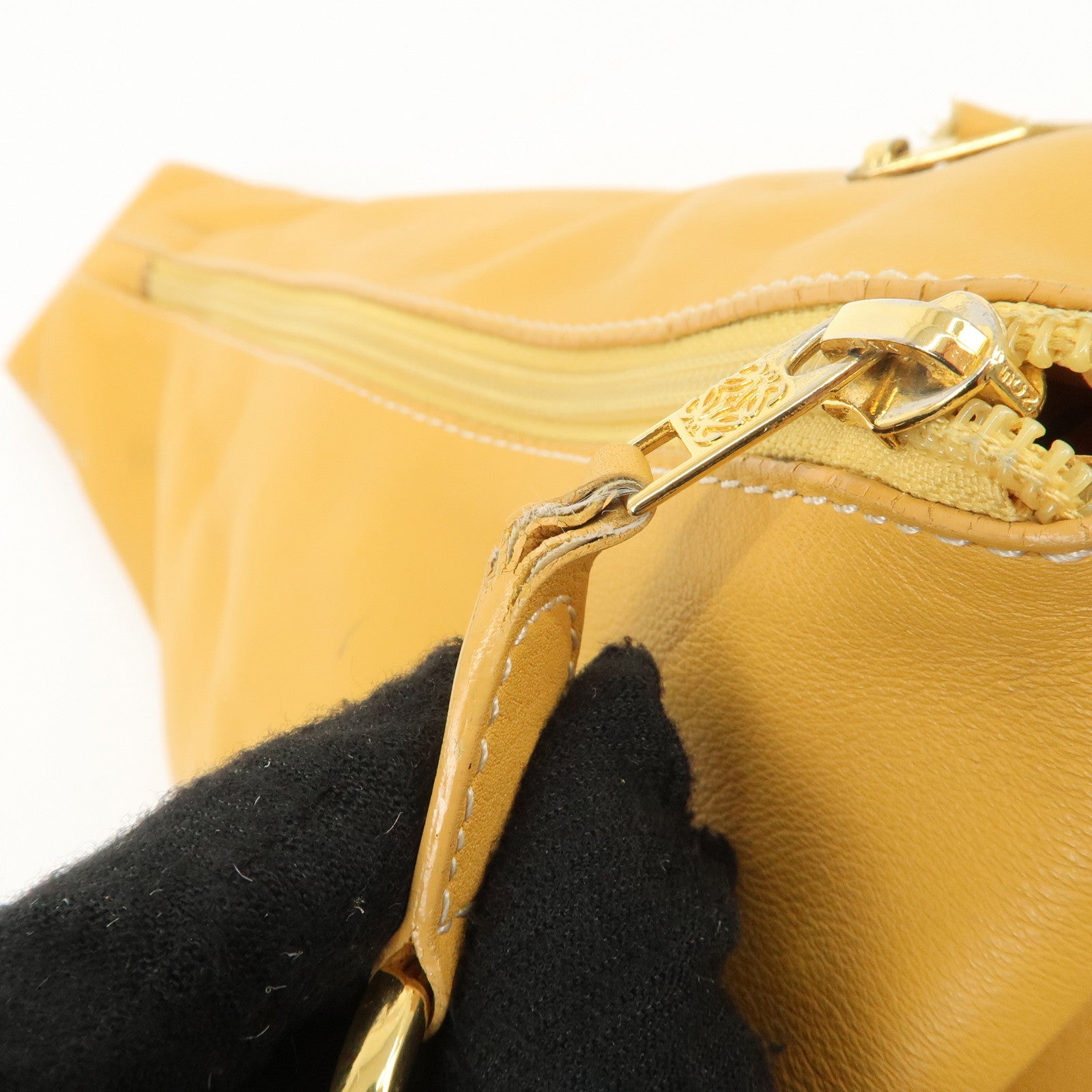 LOEWE Leather Anton Backpack Rucksack Shoulder Bag Yellow Used