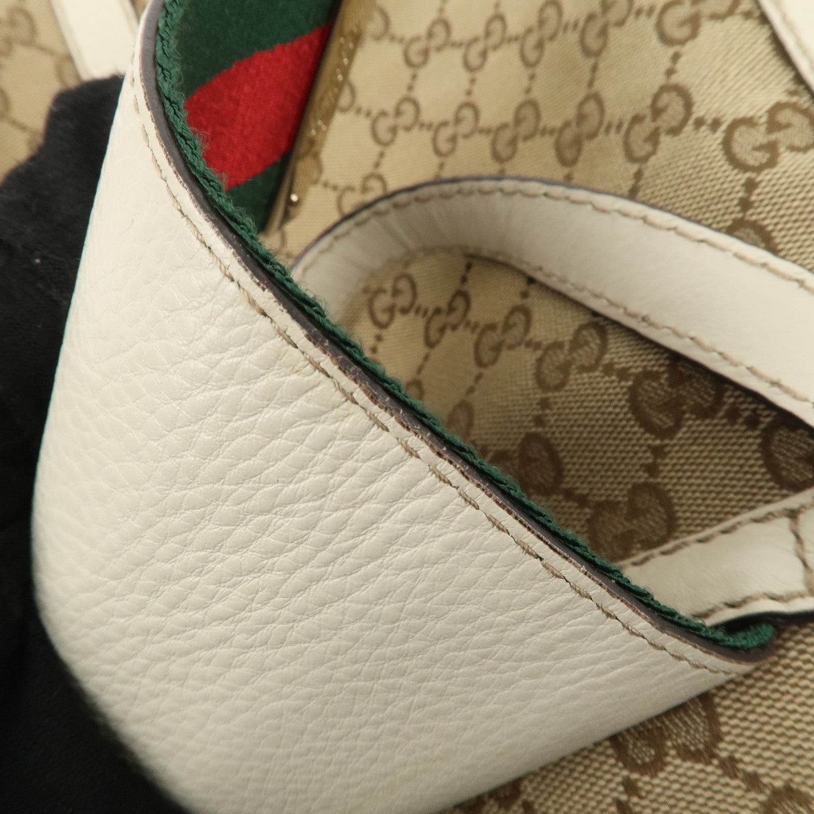 GUCCI Sherry GG Canvas Leather Hand Bag Beige Brown 233609 Used