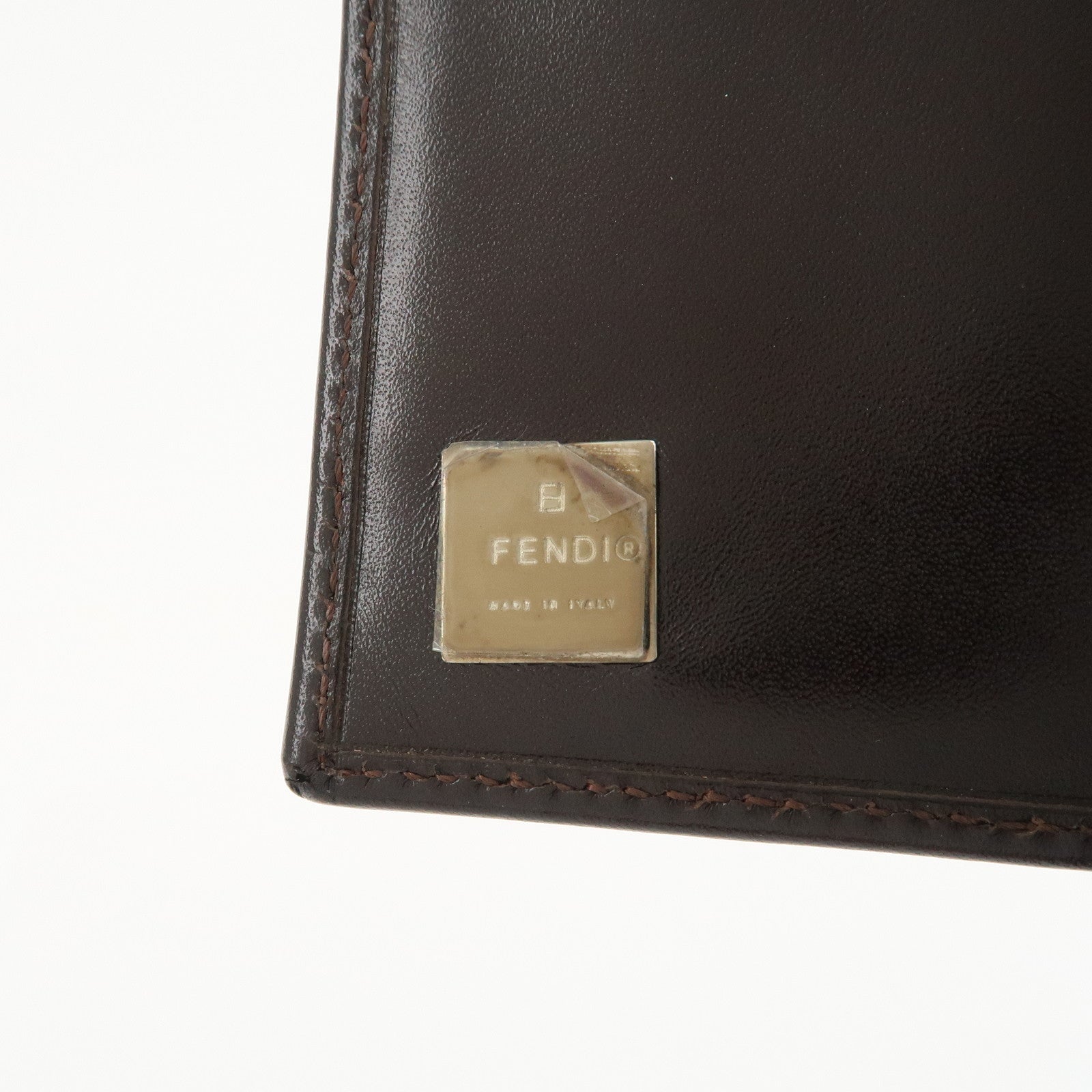 FENDI Zucca Canvas Leather Bifold Wallet Brown Black 1692 Used