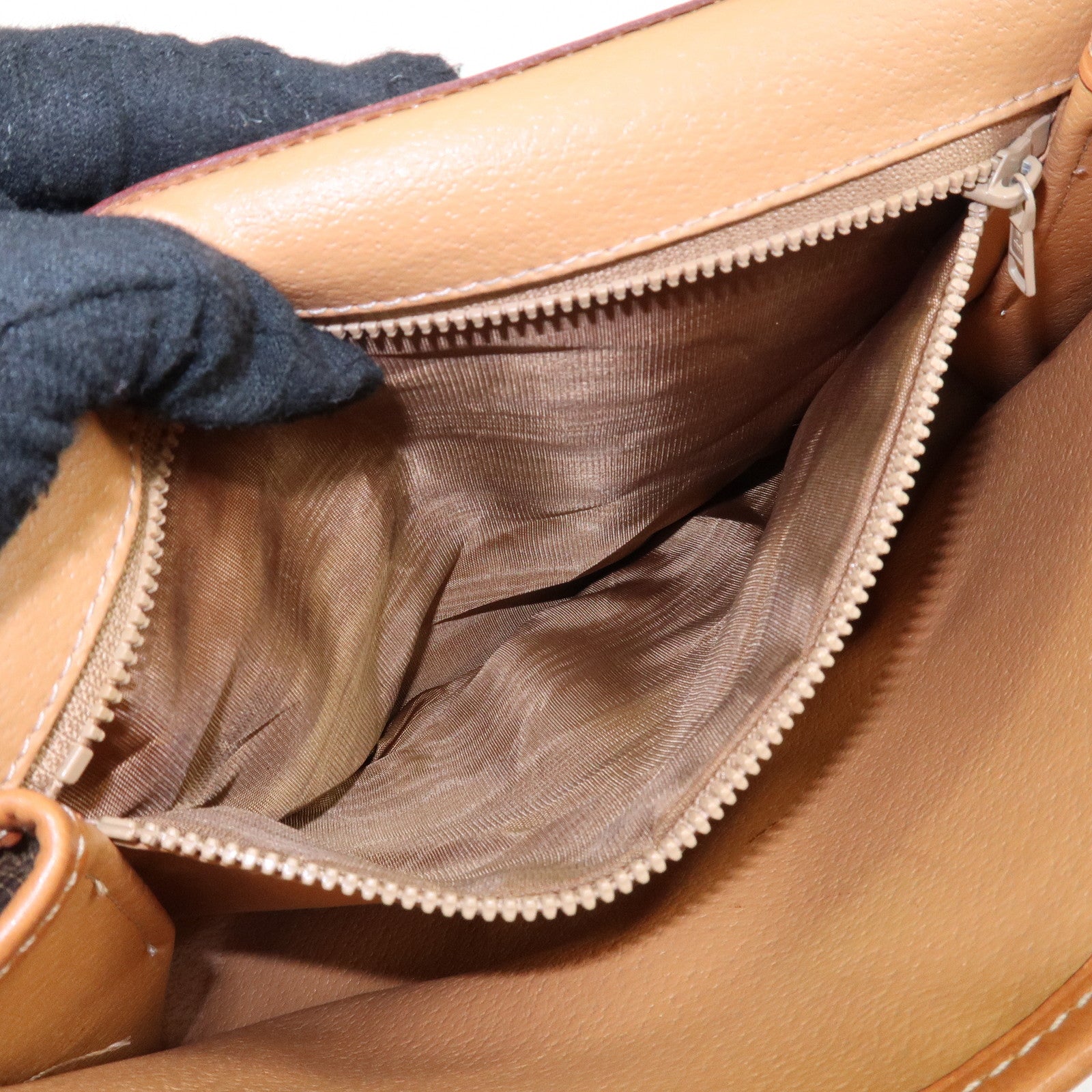 CELINE Macadam PVC Leather Shoulder Bag Hand Bag Brown Used