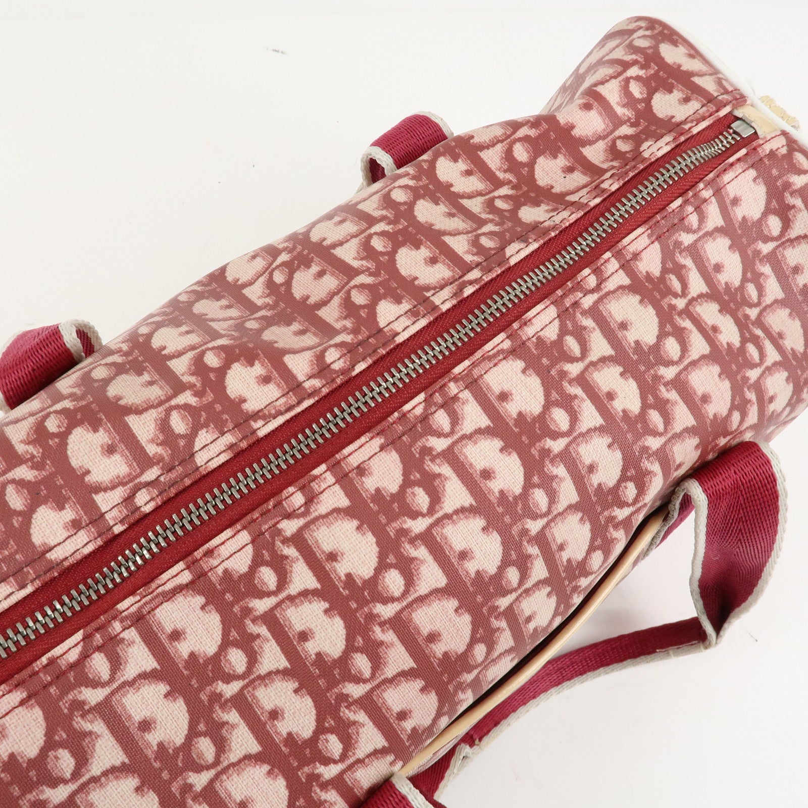 Christian Dior Trotter No.2 PVC Patent Leather Boston Bag Red Used