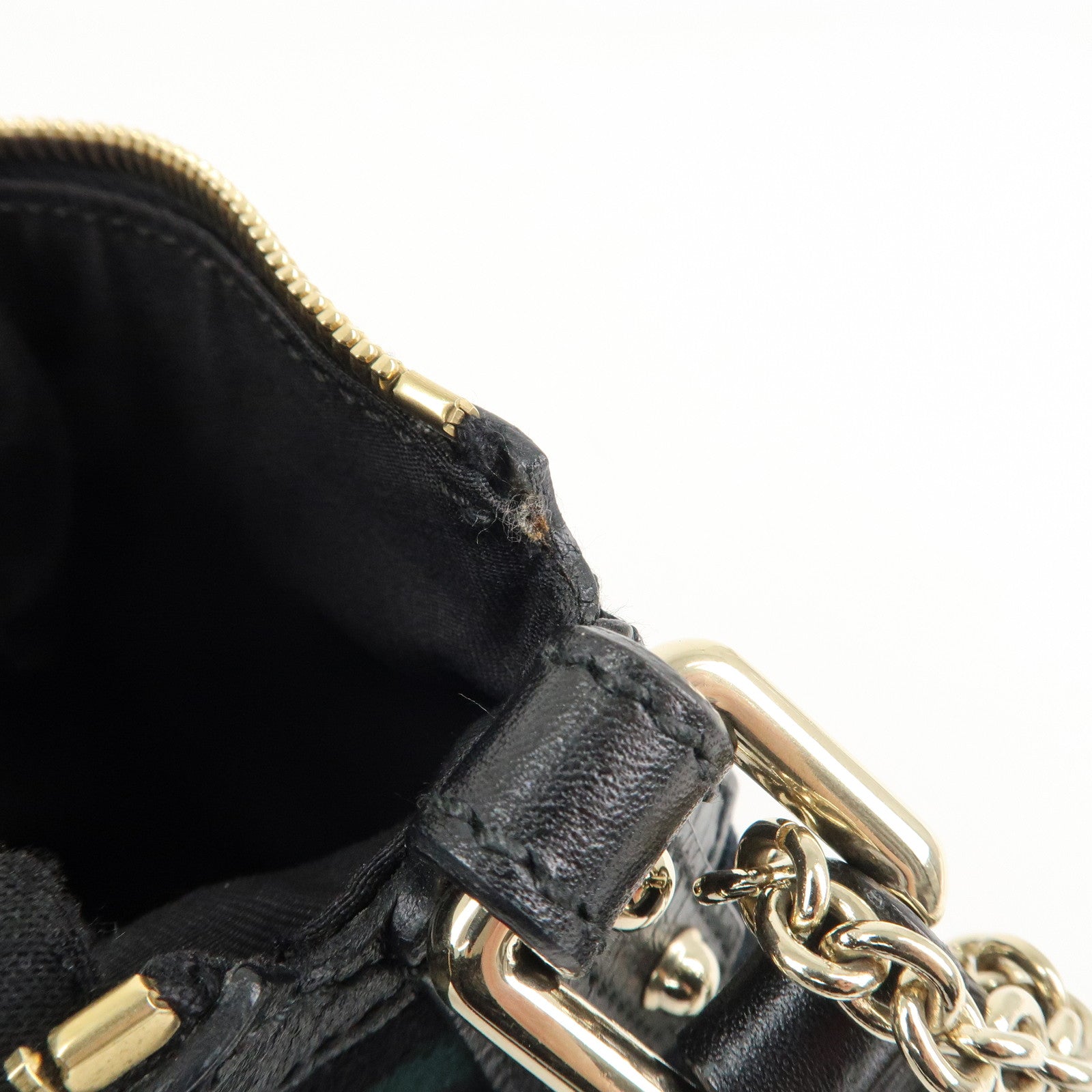 GUCCI Sherry GG Canvas Leather Shoulder Bag Black 145970 Used