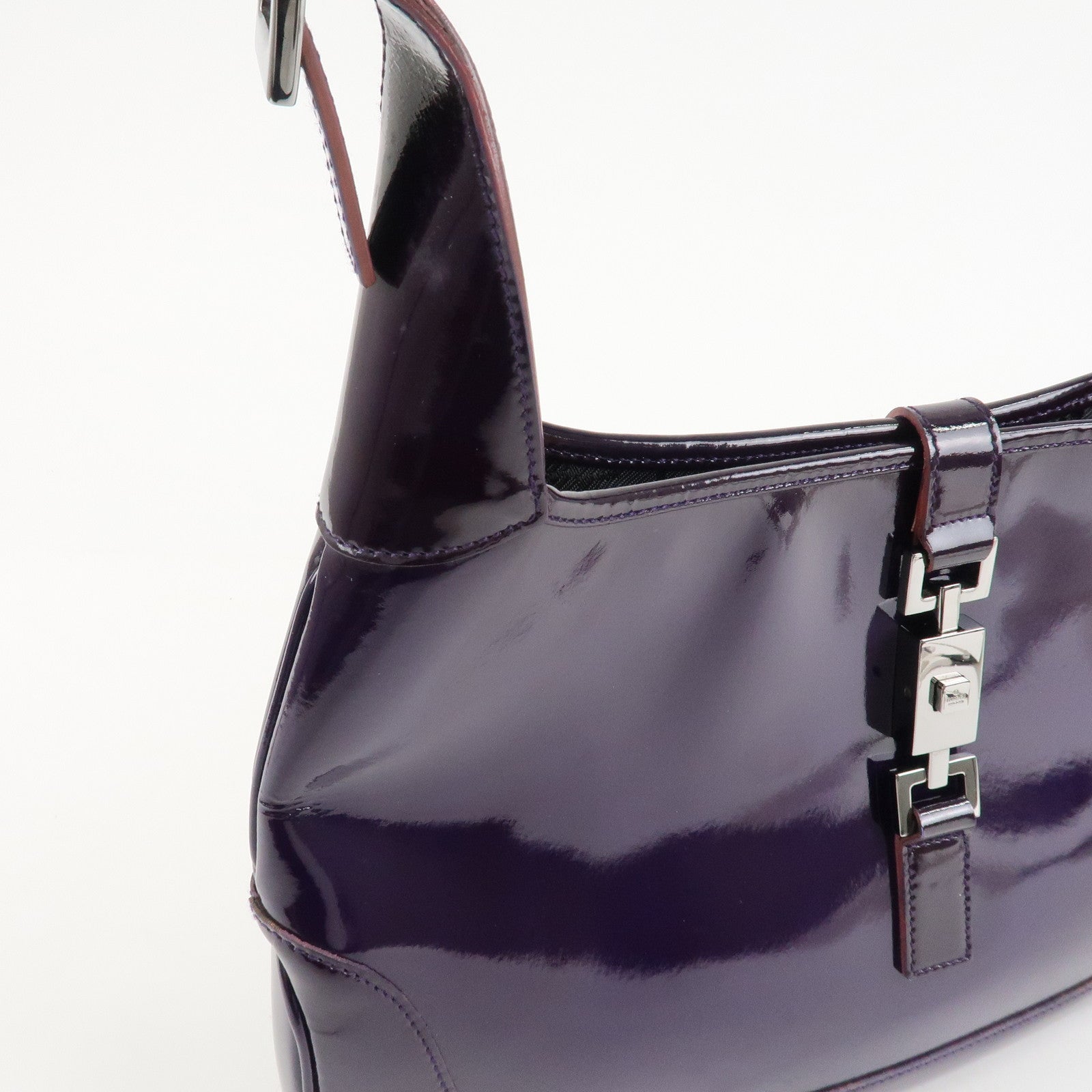 GUCCI Jackie Patent Leather Shoulder Bag Purple 001.3306 Used