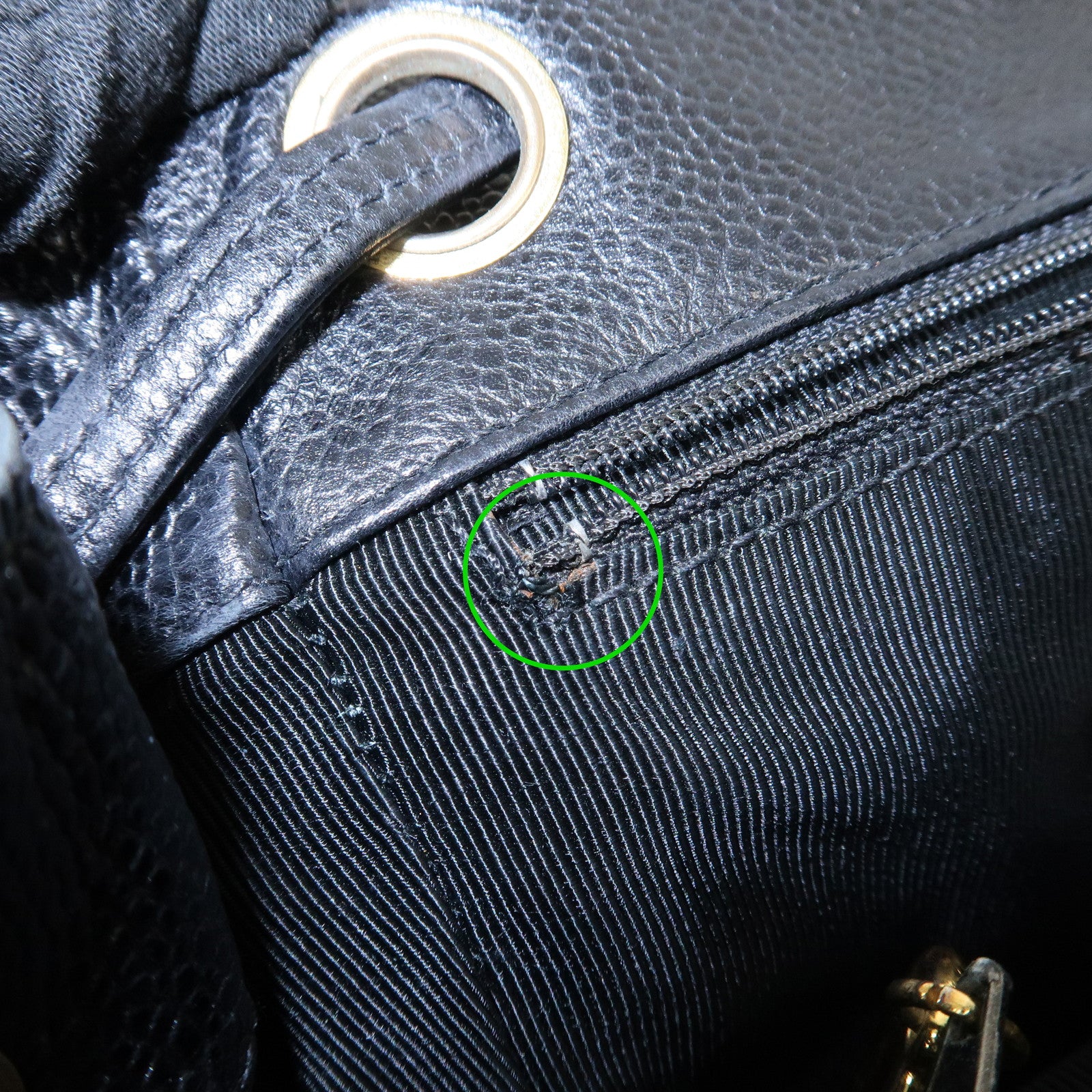 CHANEL Triple COCO Caviar Skin Chain Back Pack Black Gold Used