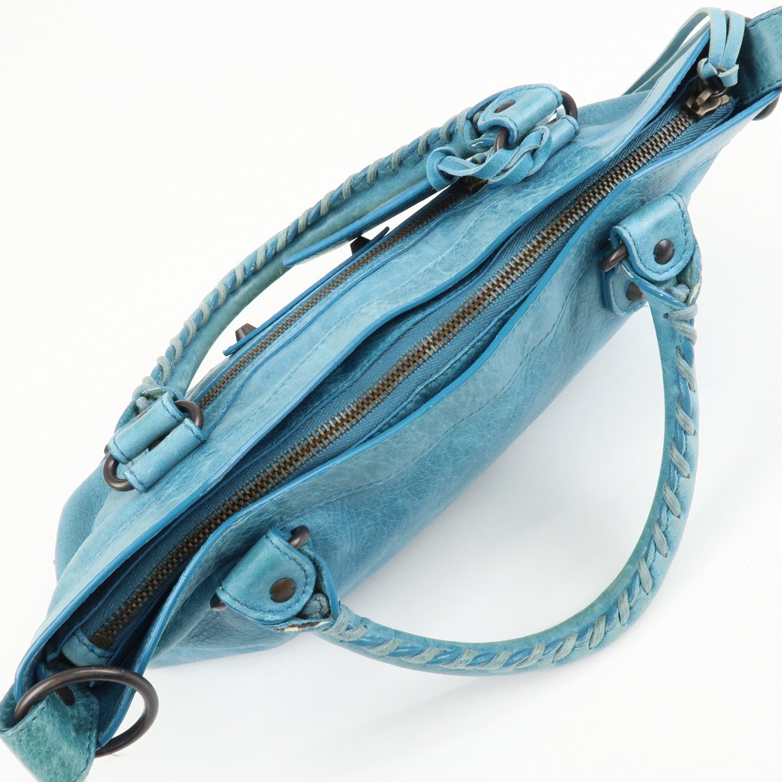 BALENCIAGA The First Leather 2Way Shoulder Bag Hand Bag Blue Used