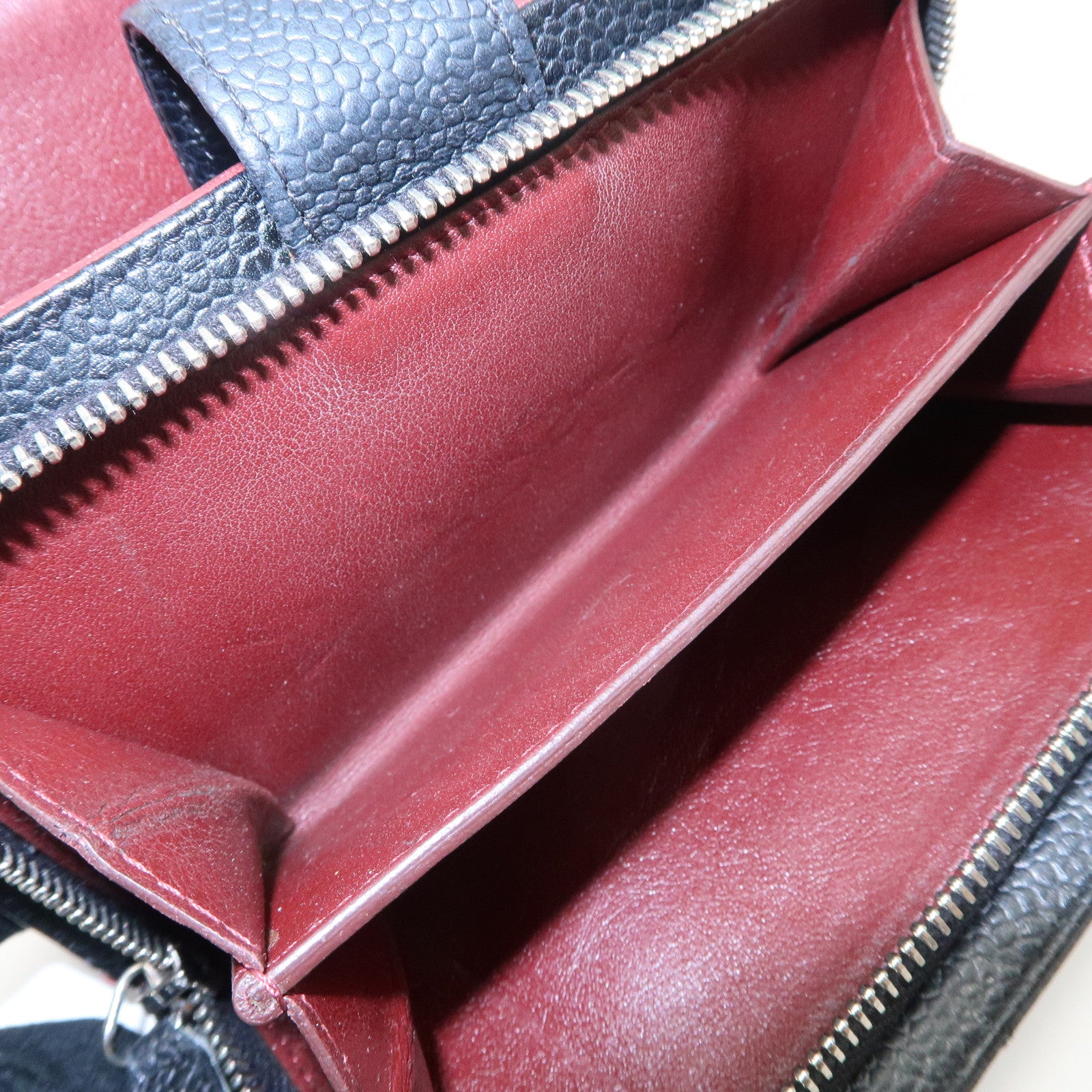 CHANEL COCO Mark Matelasse Caviar Skin Bi-fold Wallet A48667 Used