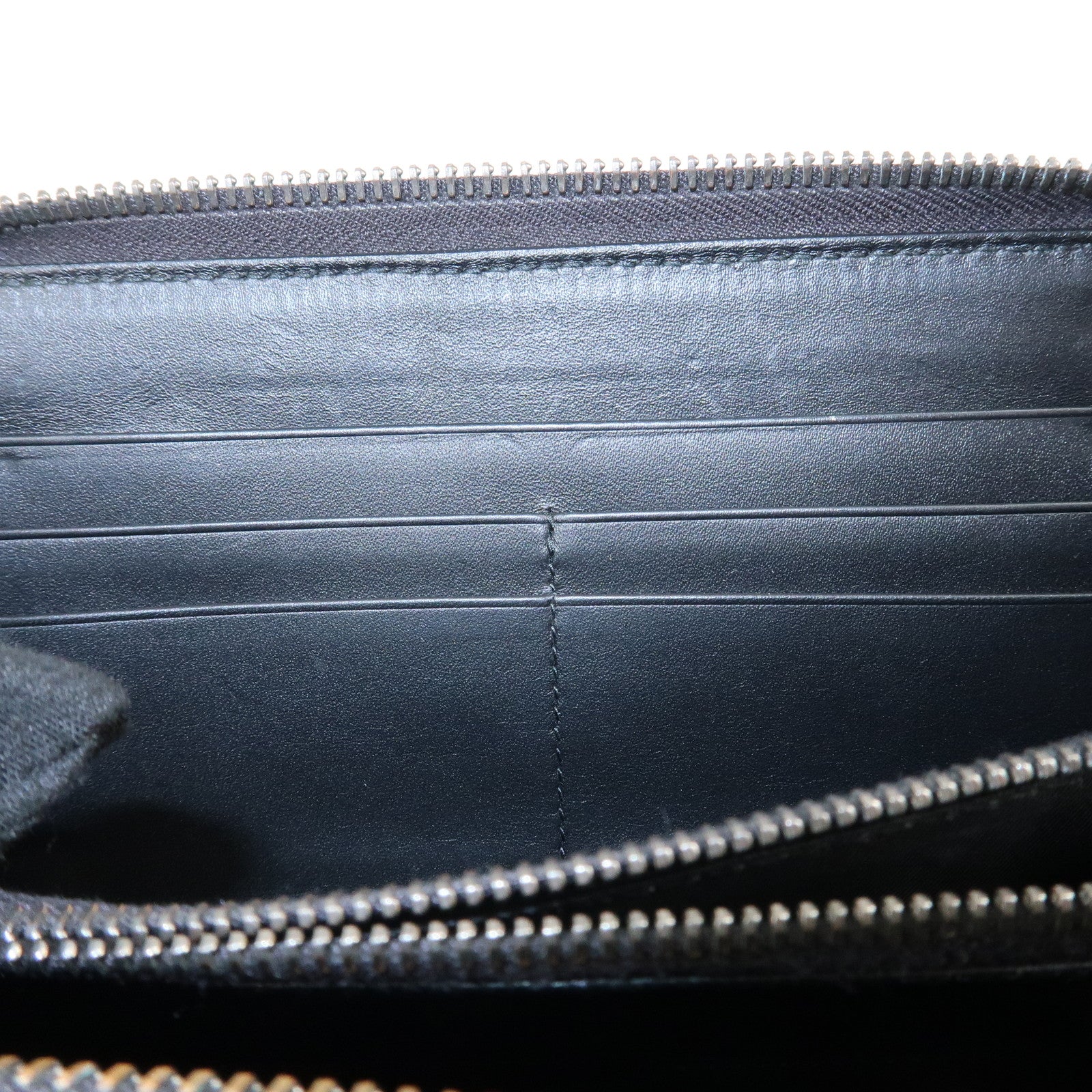 BOTTEGA VENETA Intrecciato Leather Zippy Around Long Wallet Black Used