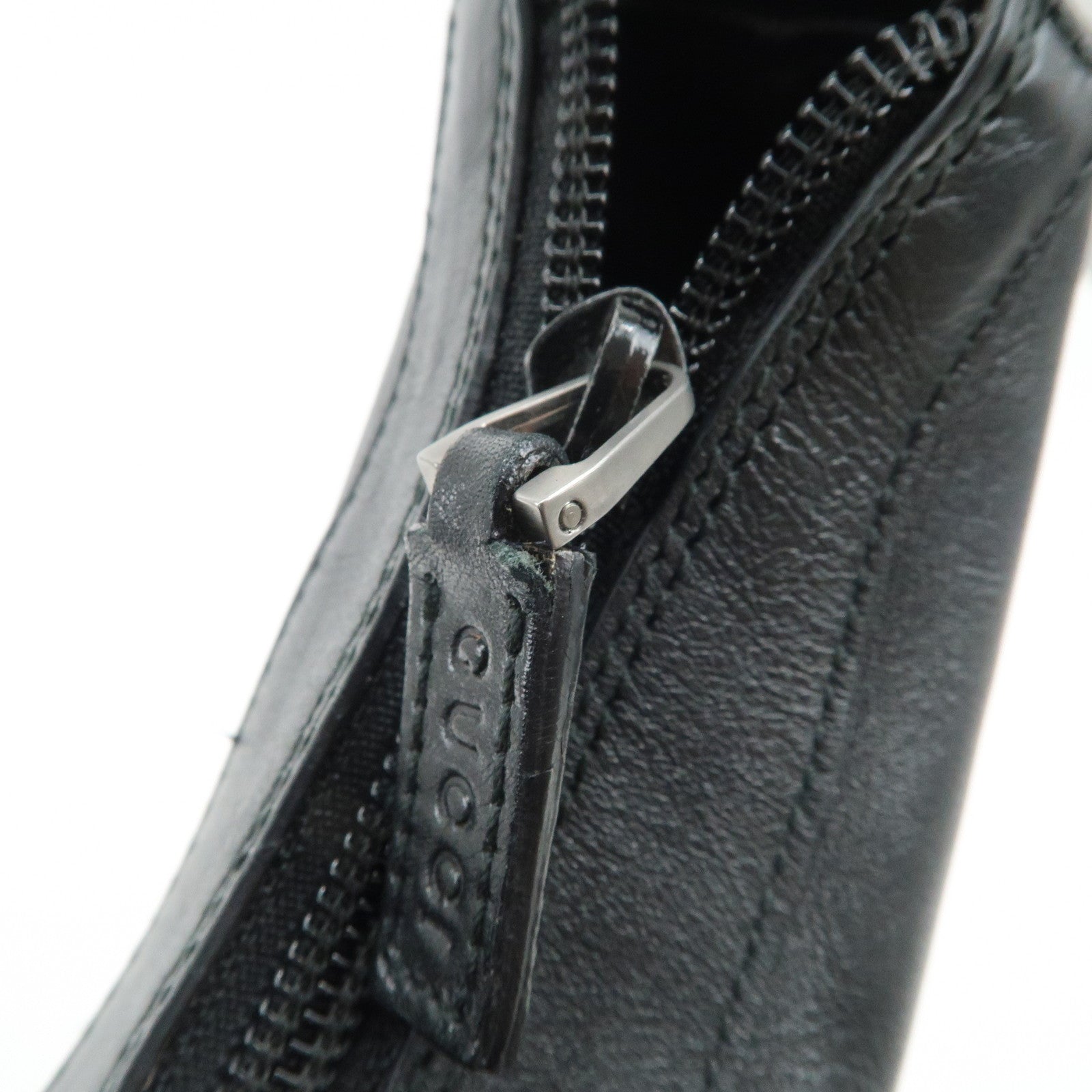 GUCCI Bamboo Leather 2Way Shoulder Bag Black 000.0833 Used