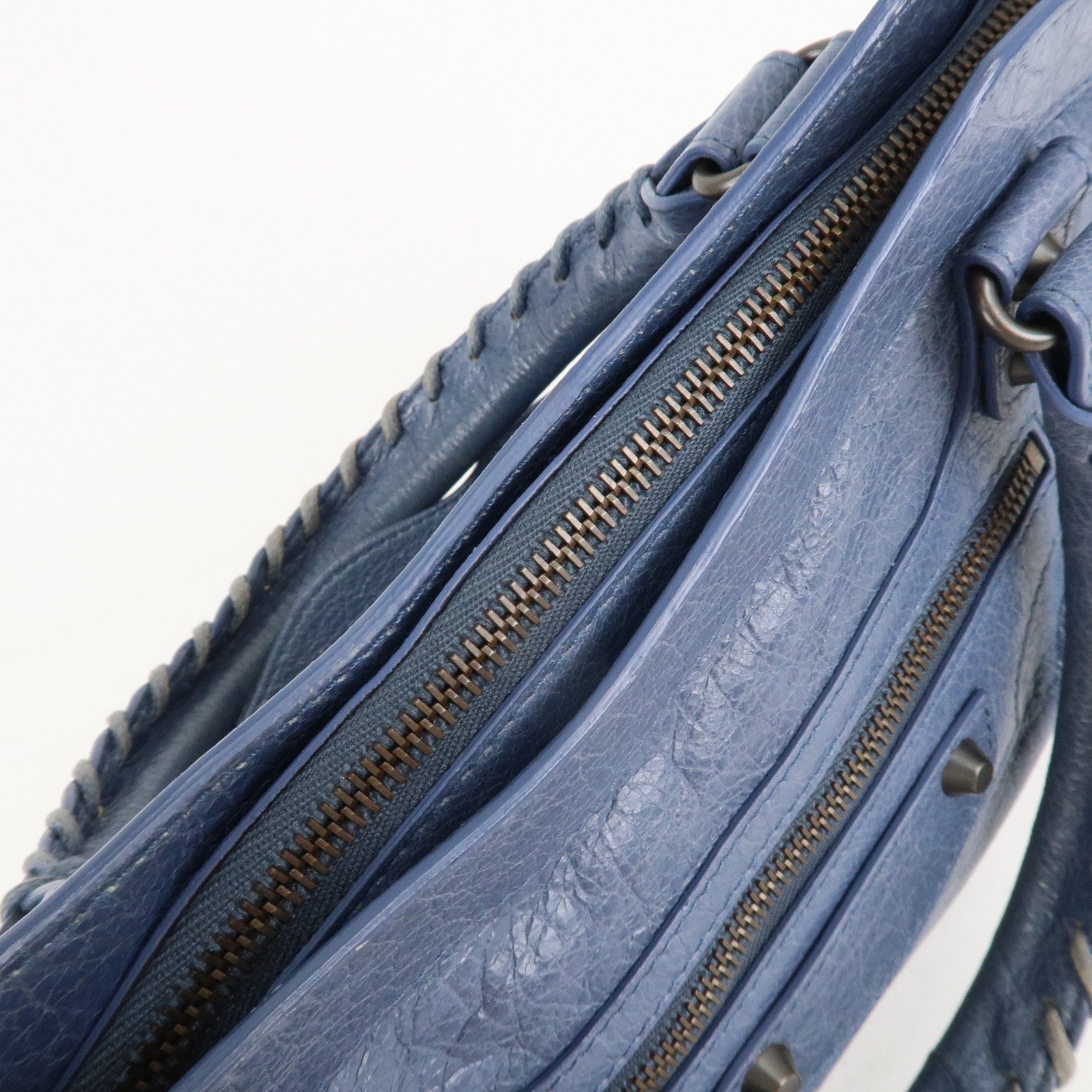 BALENCIAGA The First Leather 2Way Bag Hand Bag Blue Used