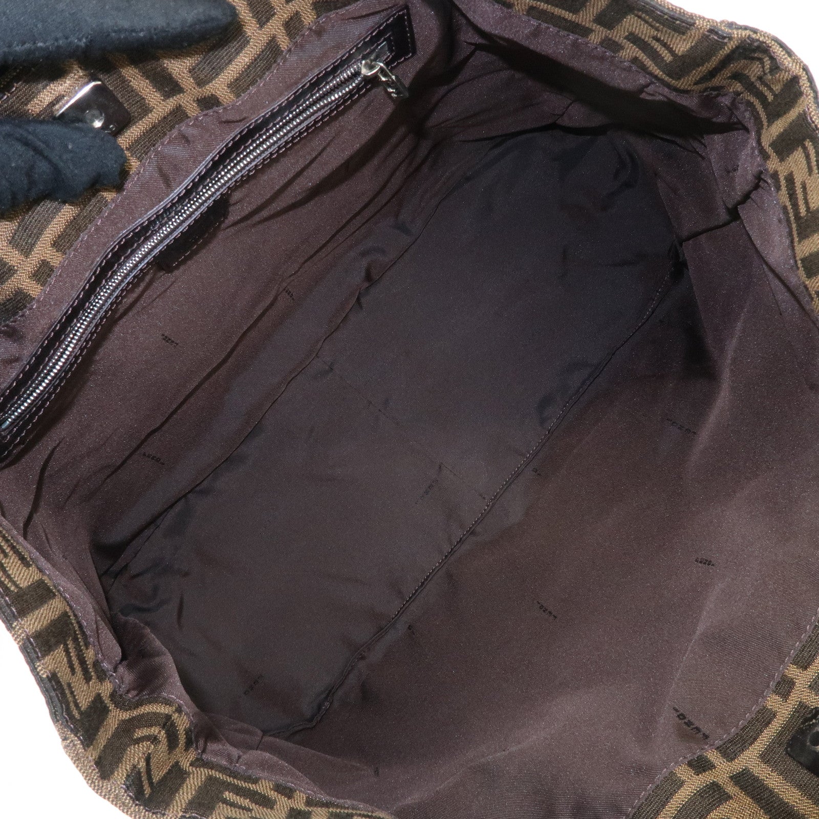 FENDI Zucca Canvas Leather Tote Bag Brown Black 26329 Used
