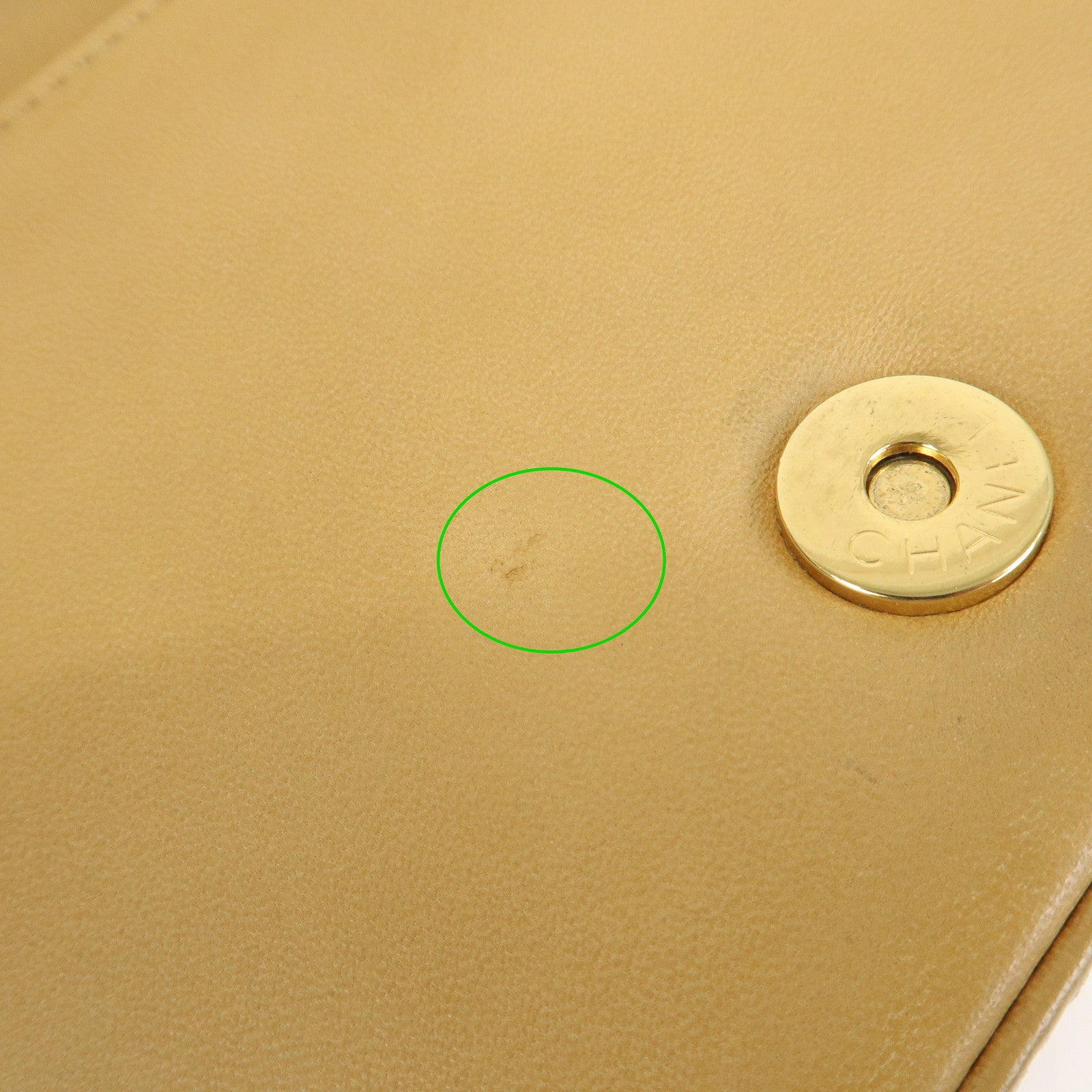 CHANEL COCO Mark Chocolate Bar Lamb Skin Shoulder Bag Beige Used