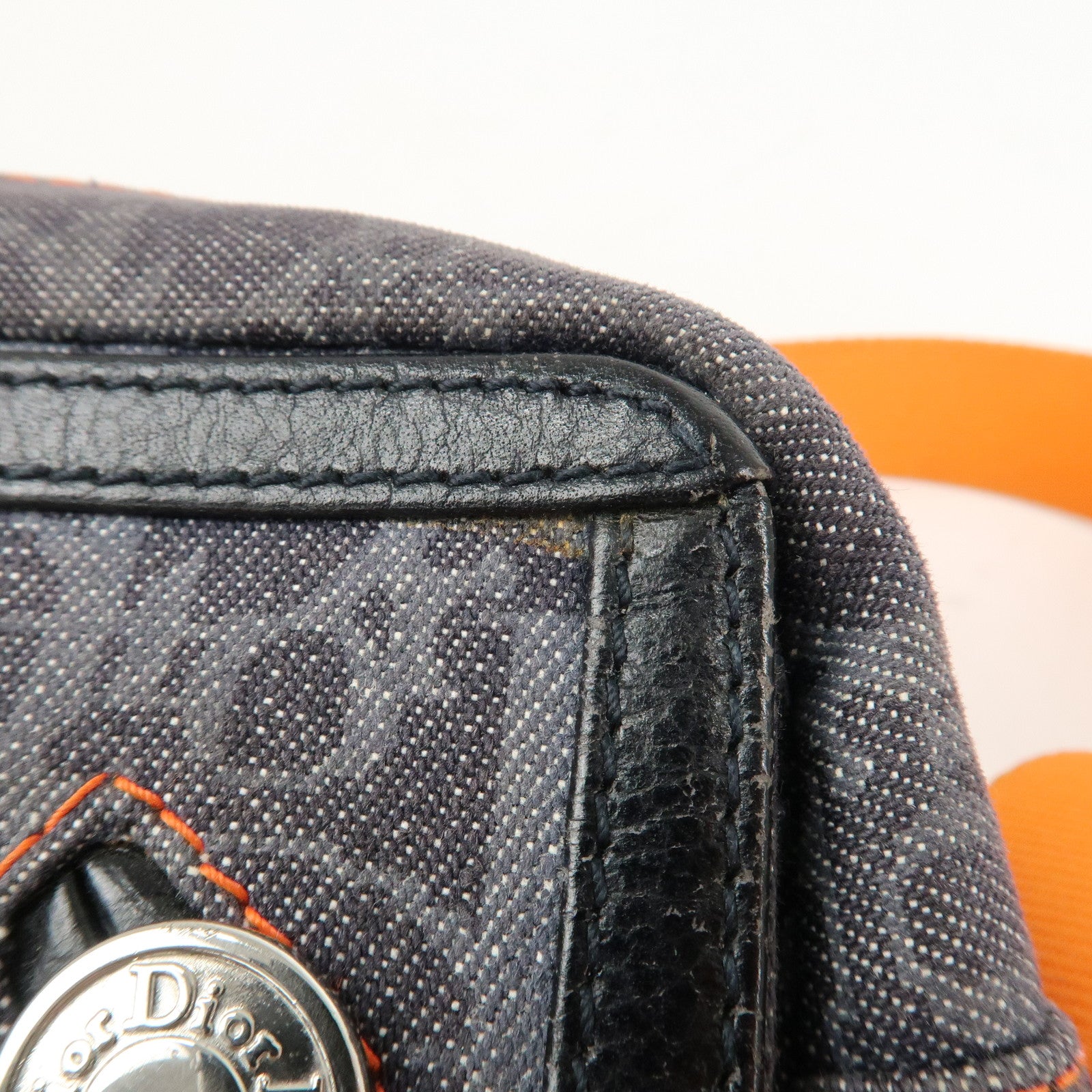 Christian Dior Trotter Flight Line Denim Leather Shoulder Bag Used