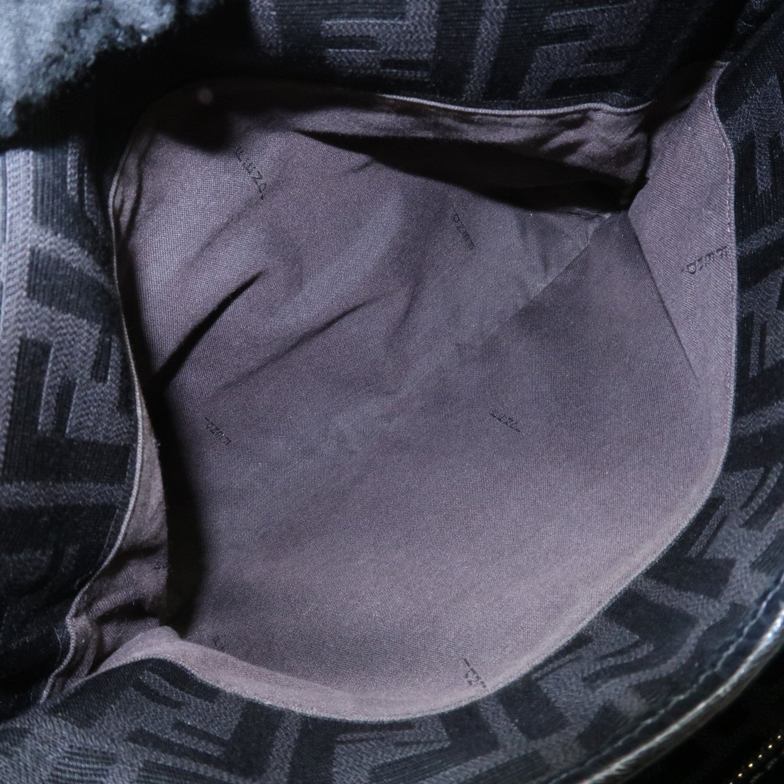 FENDI Zucca Canvas Leather Tote Bag Hand Bag Black 8BH156 Used