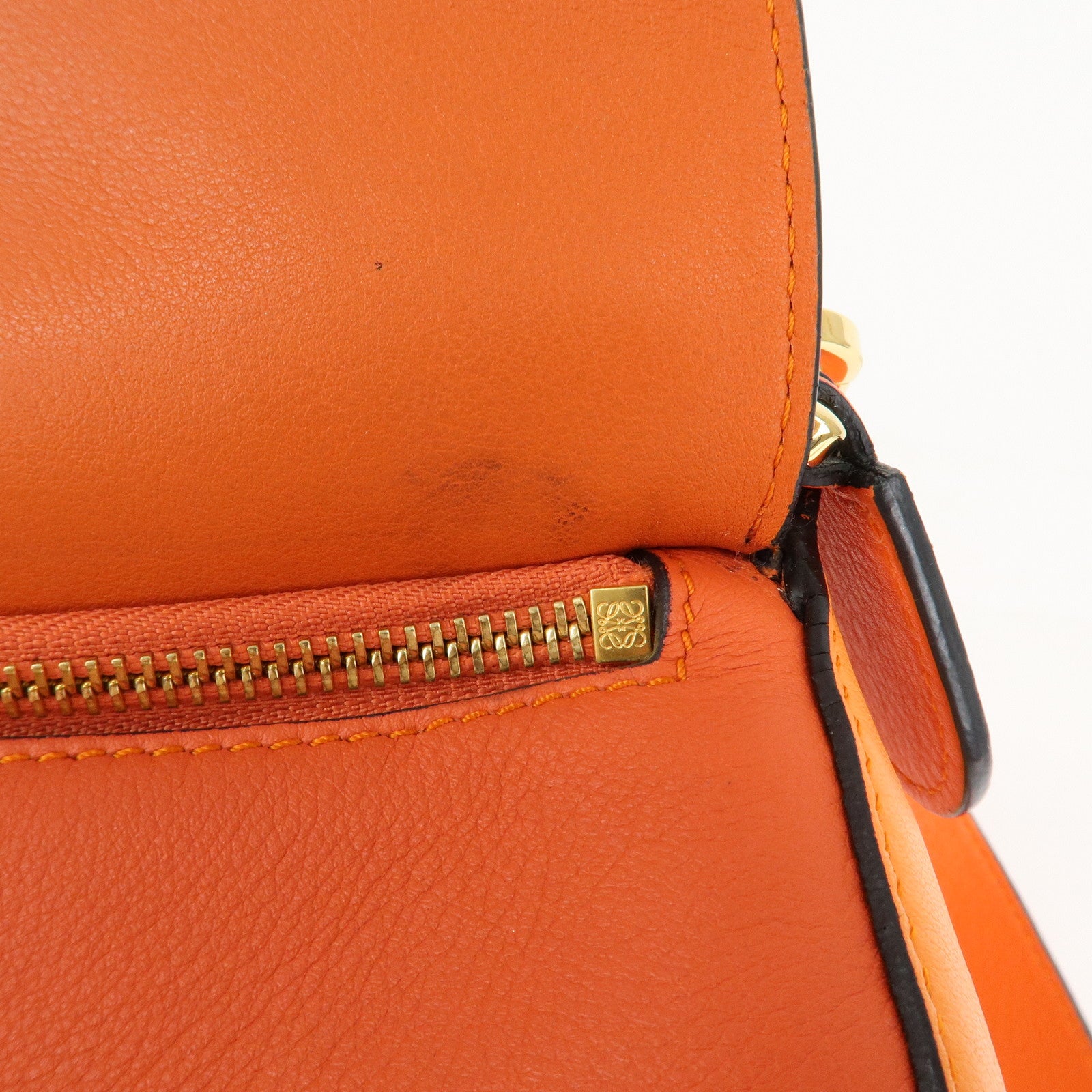 LOEWE Leather Puzzle Bag Medium 2Way Bag Shoulder Bag Orange Used