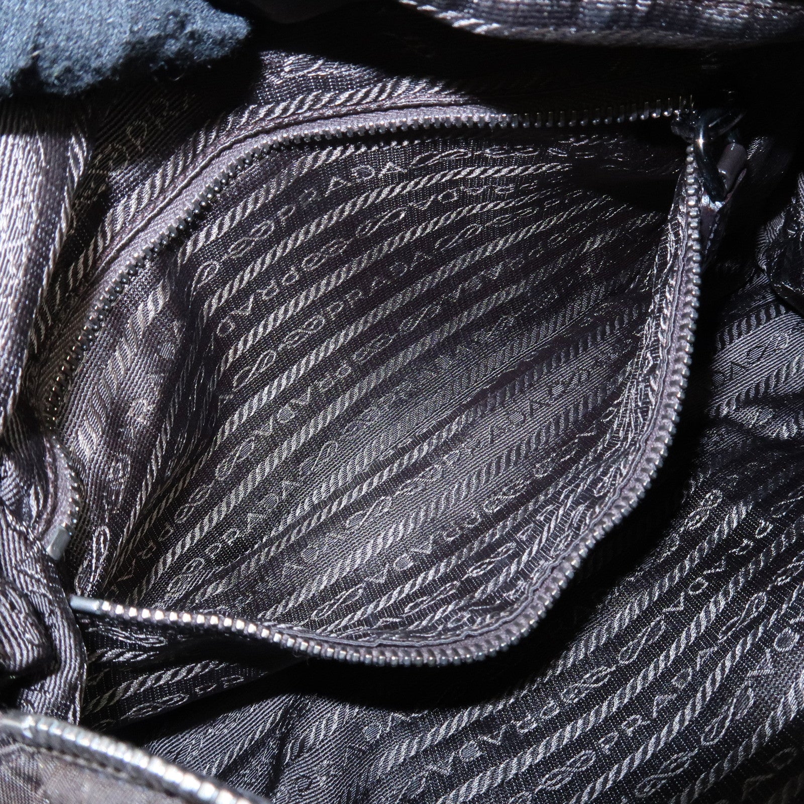 PRADA Nylon Patent Leather 2Way Bag Beige Black Dark Brown Used