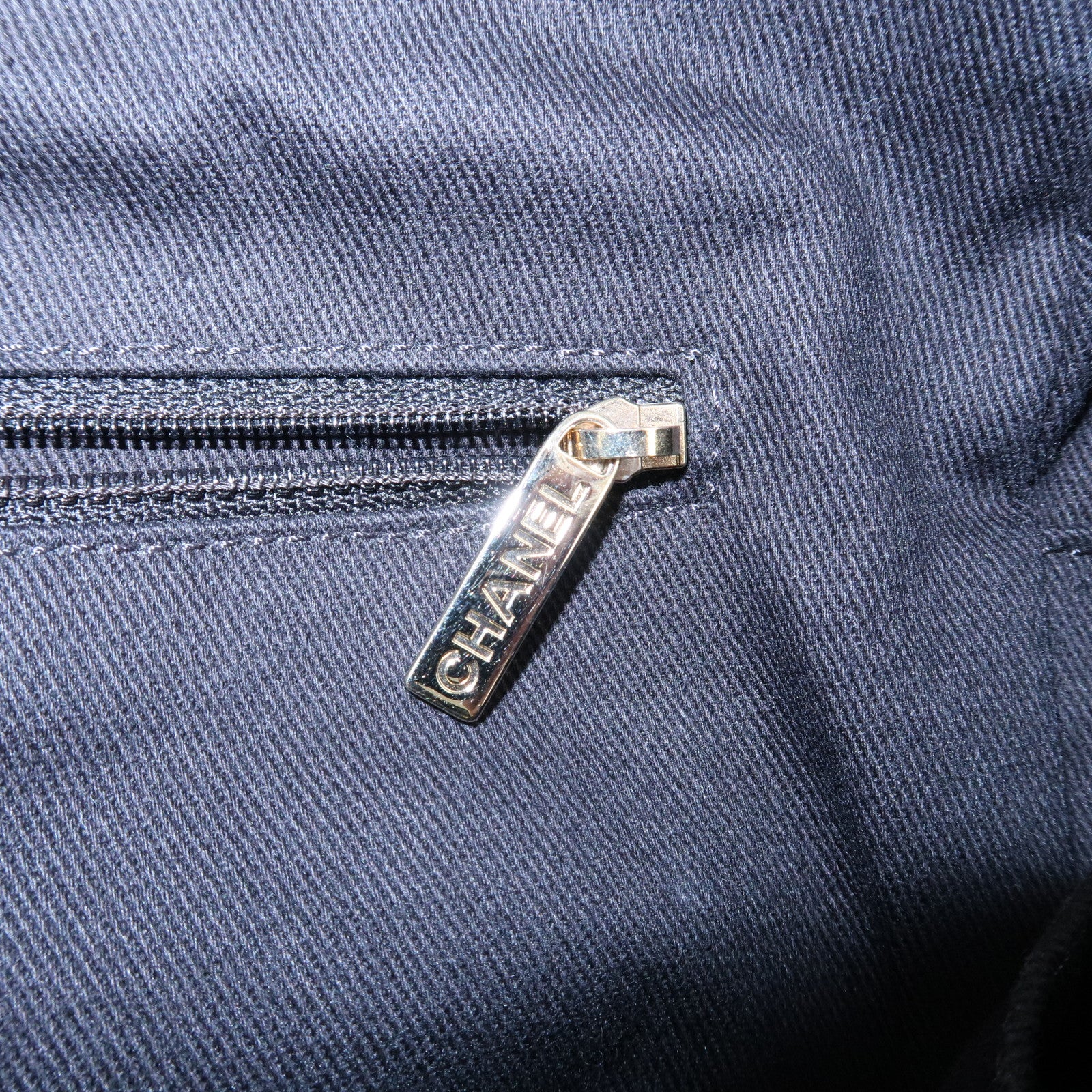 CHANEL Deauville Raffia Leather Chain Tote Bag GM A66941 Navy Used