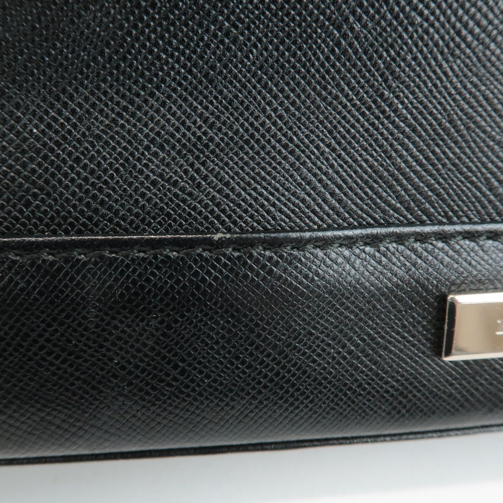 BURBERRY Leather Shoulder Bag Hand Bag Black Silver Hardware Used