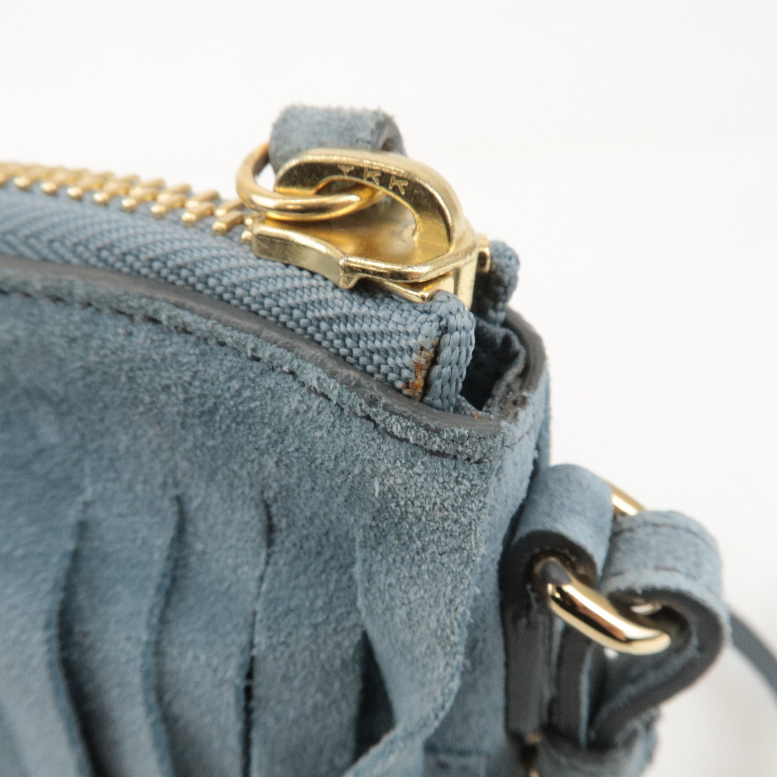 BURBERRY Leather Suede Chain Sholder Bag Hand Bag Light Blue Used